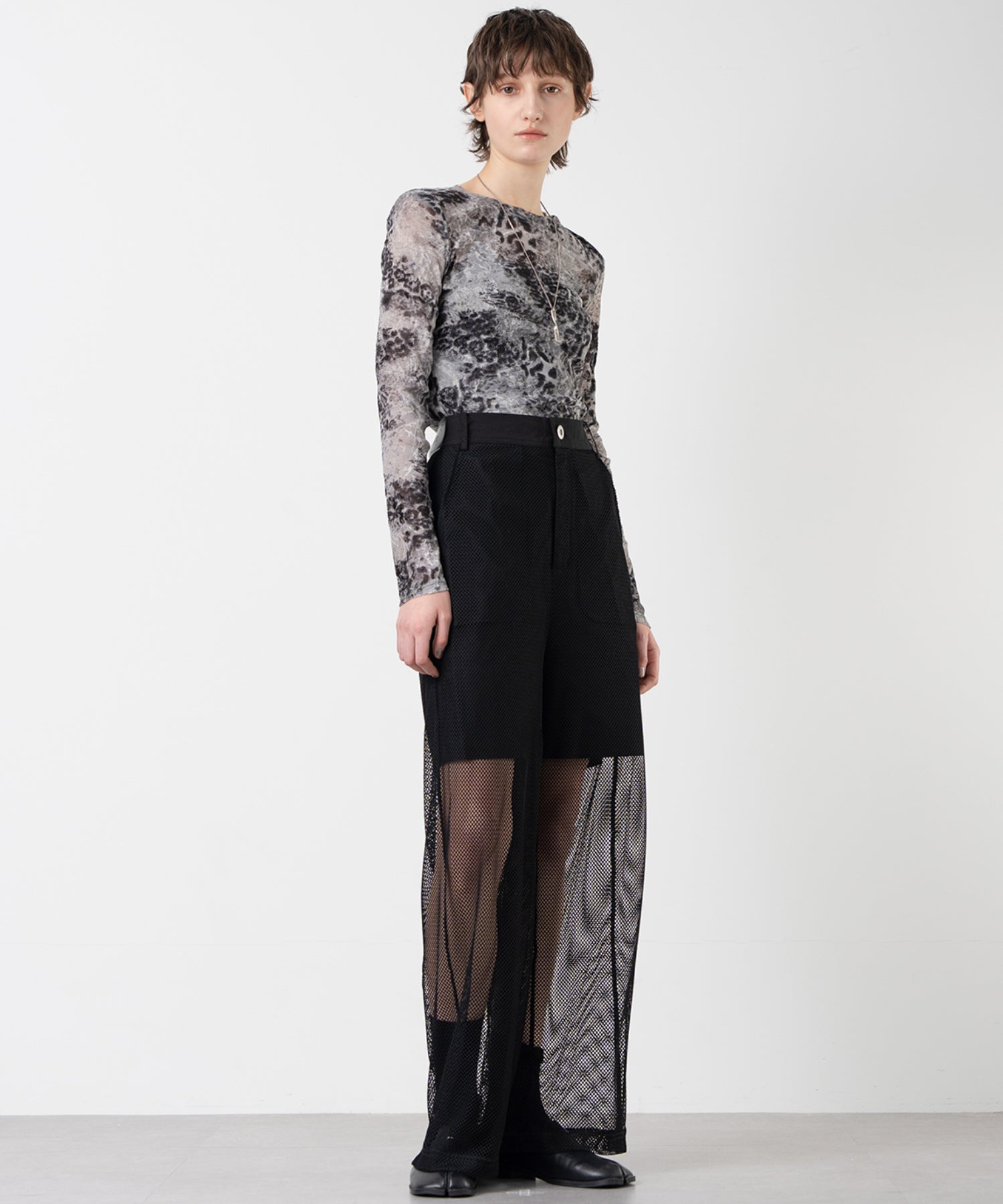 Flock Print Sheer Pattern Top