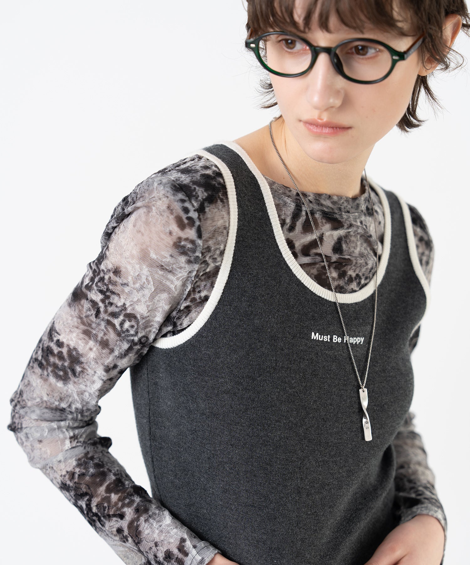 Flock Print Sheer Pattern Top