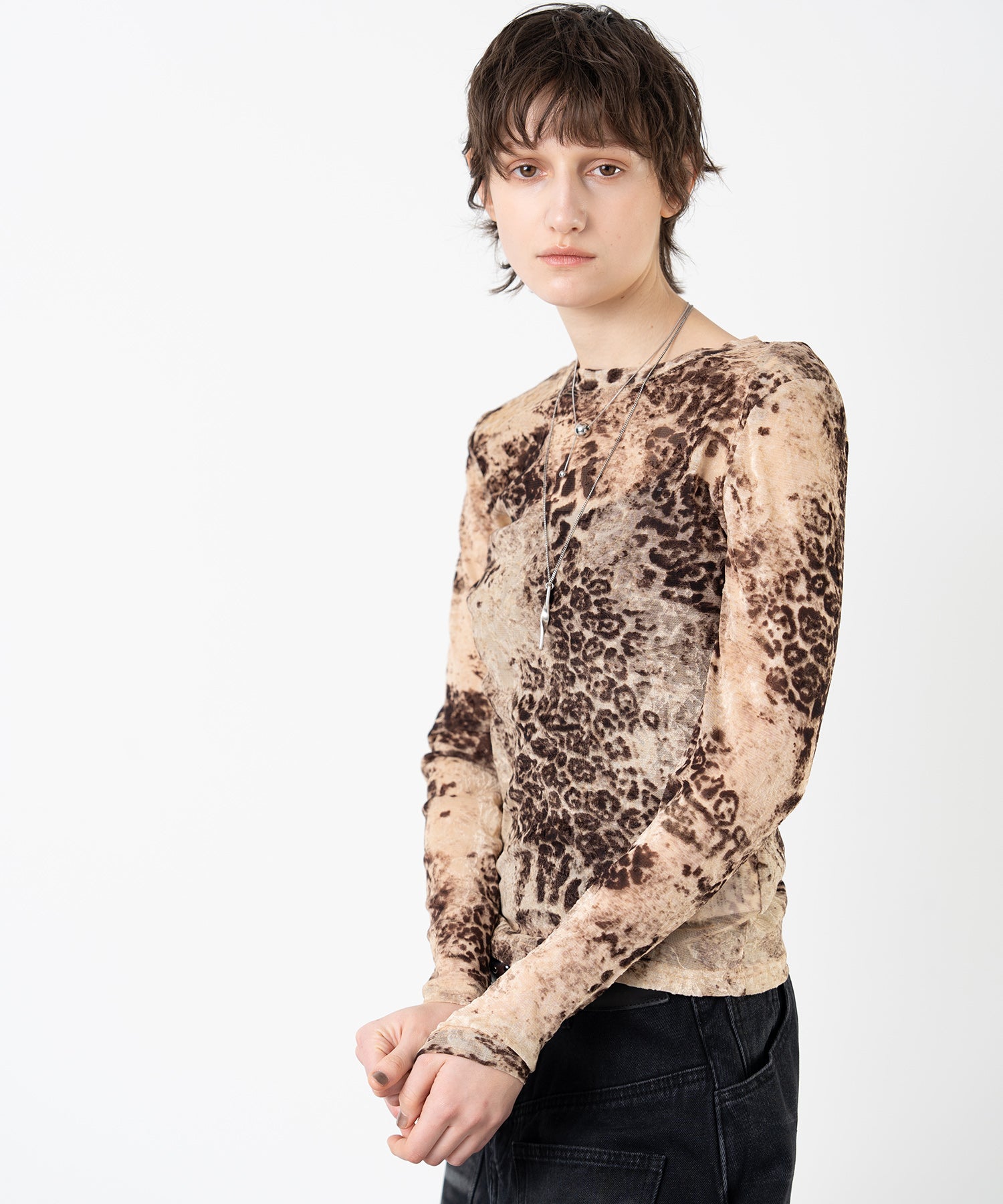 Flock Print Sheer Pattern Top