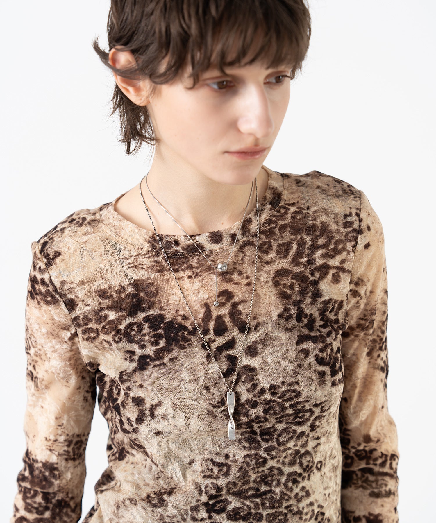 Flock Print Sheer Pattern Top