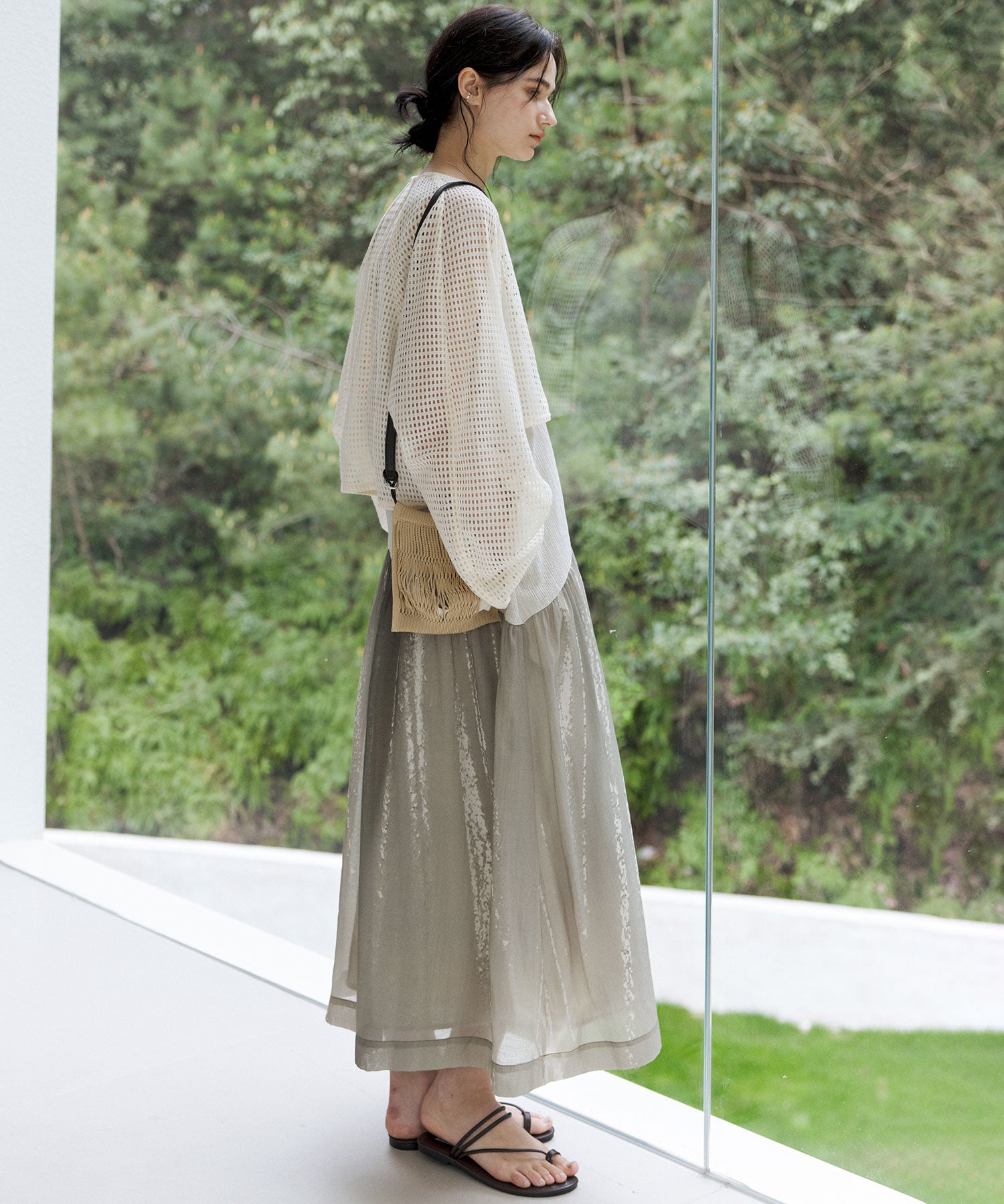Artistic Light & Shadow Print Sleeveless Dress