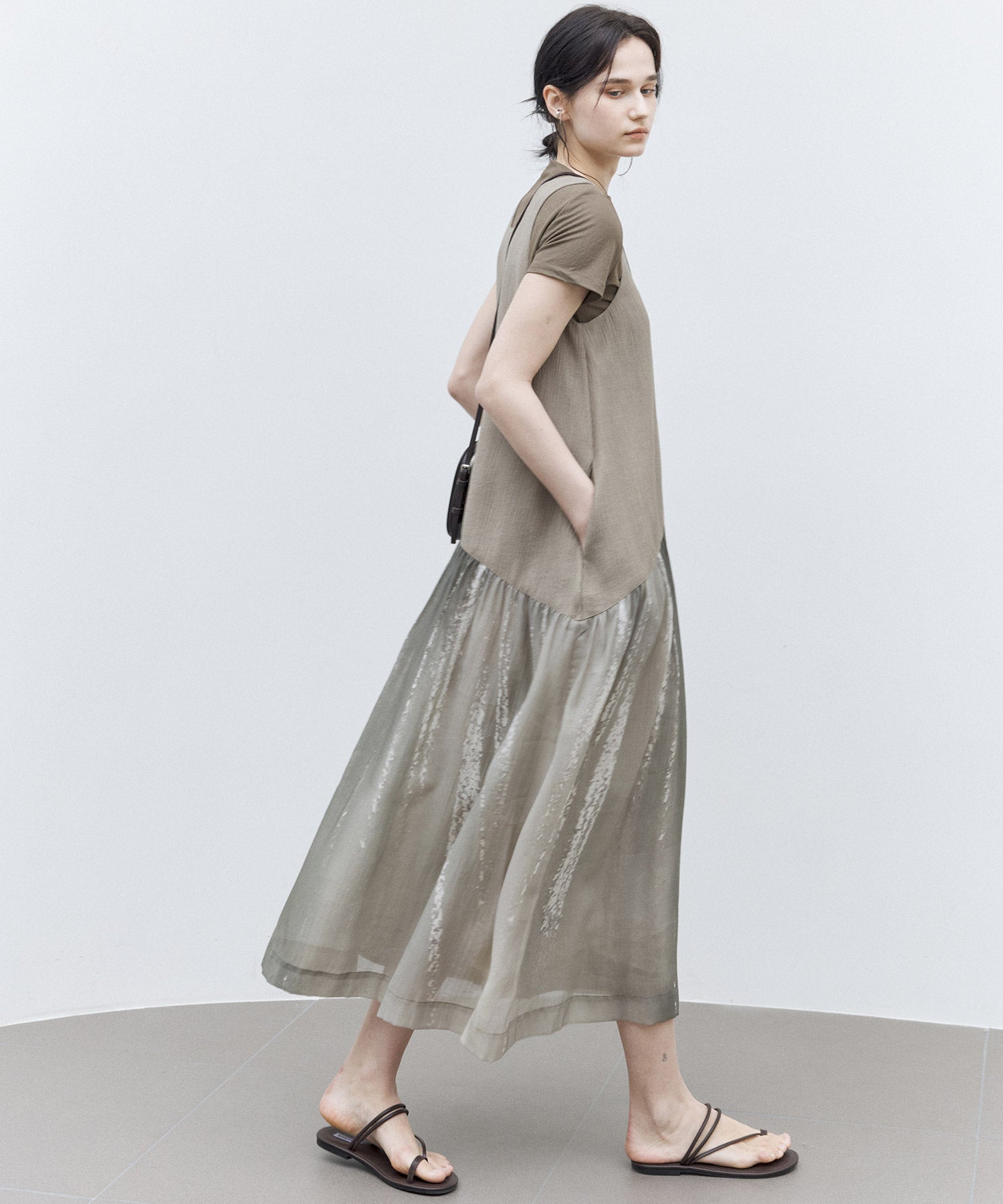 Artistic Light & Shadow Print Sleeveless Dress
