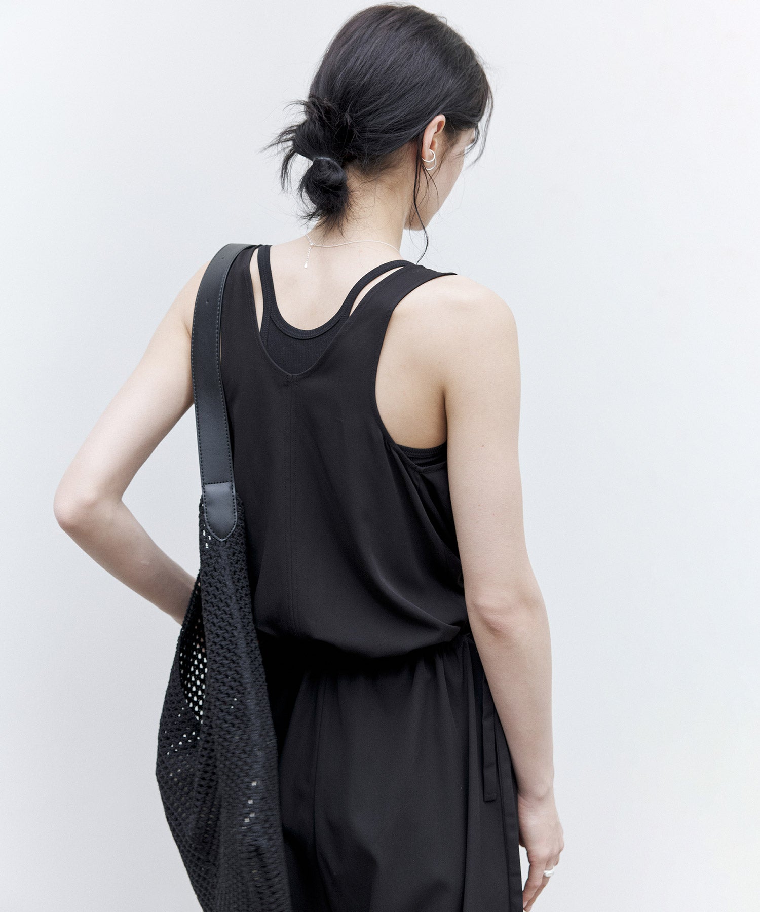 Sleeveless Wide-Leg Jumpsuit with Draped Neckline