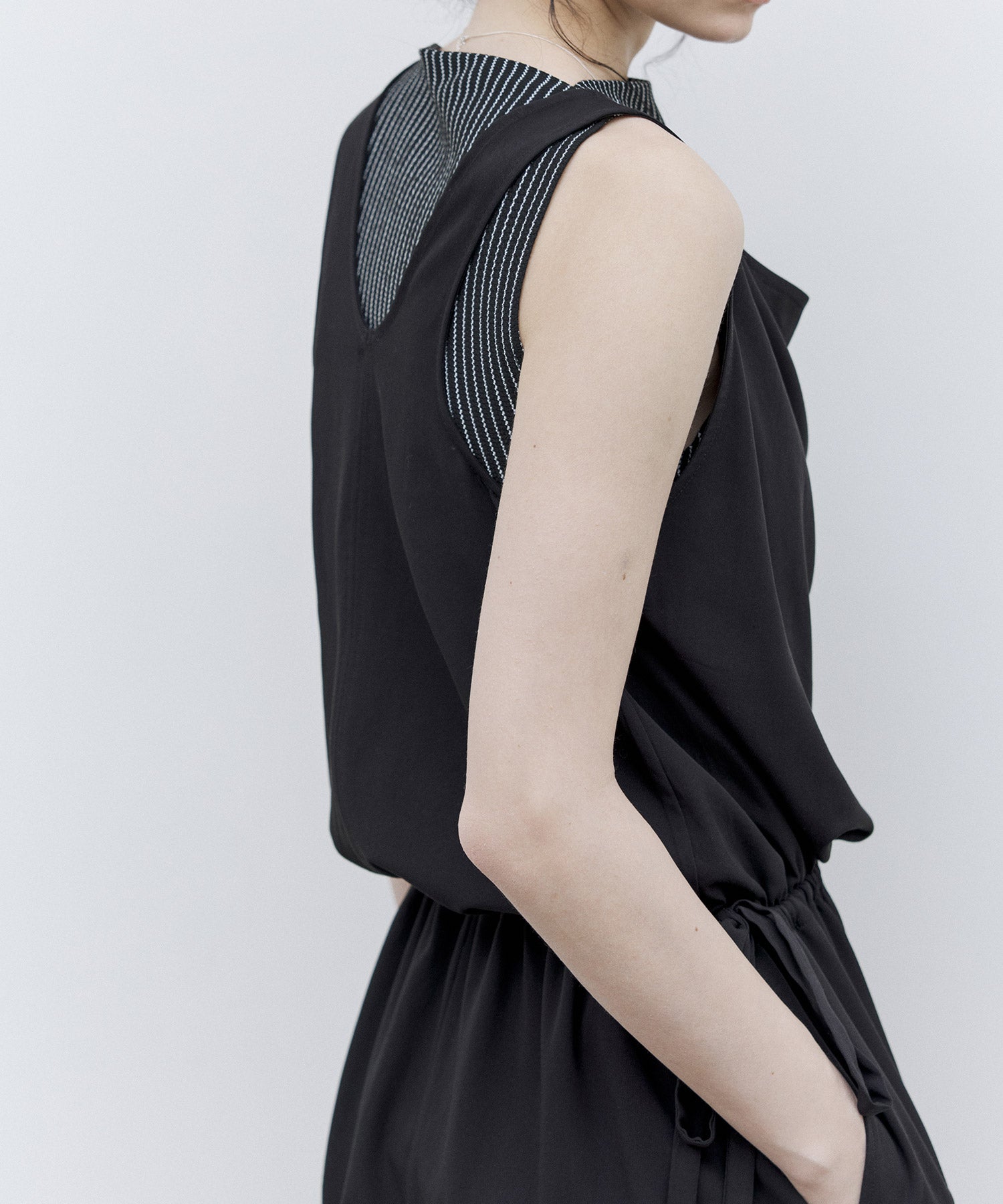 Sleeveless Wide-Leg Jumpsuit with Draped Neckline