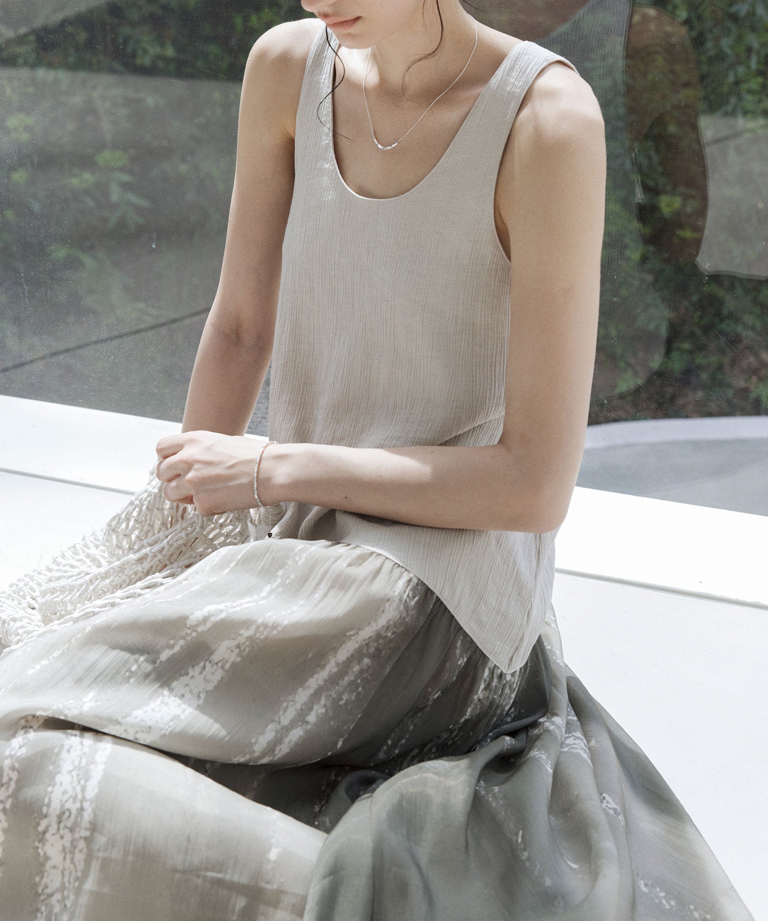 Artistic Light & Shadow Print Sleeveless Dress