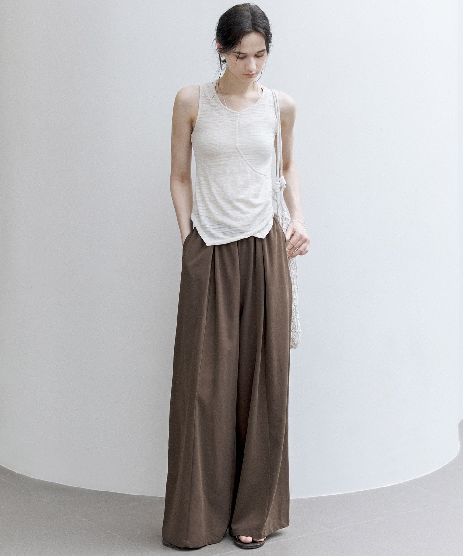 Asymmetric Hem Ruched Tank Top – Slim Fit & Deconstructed Design