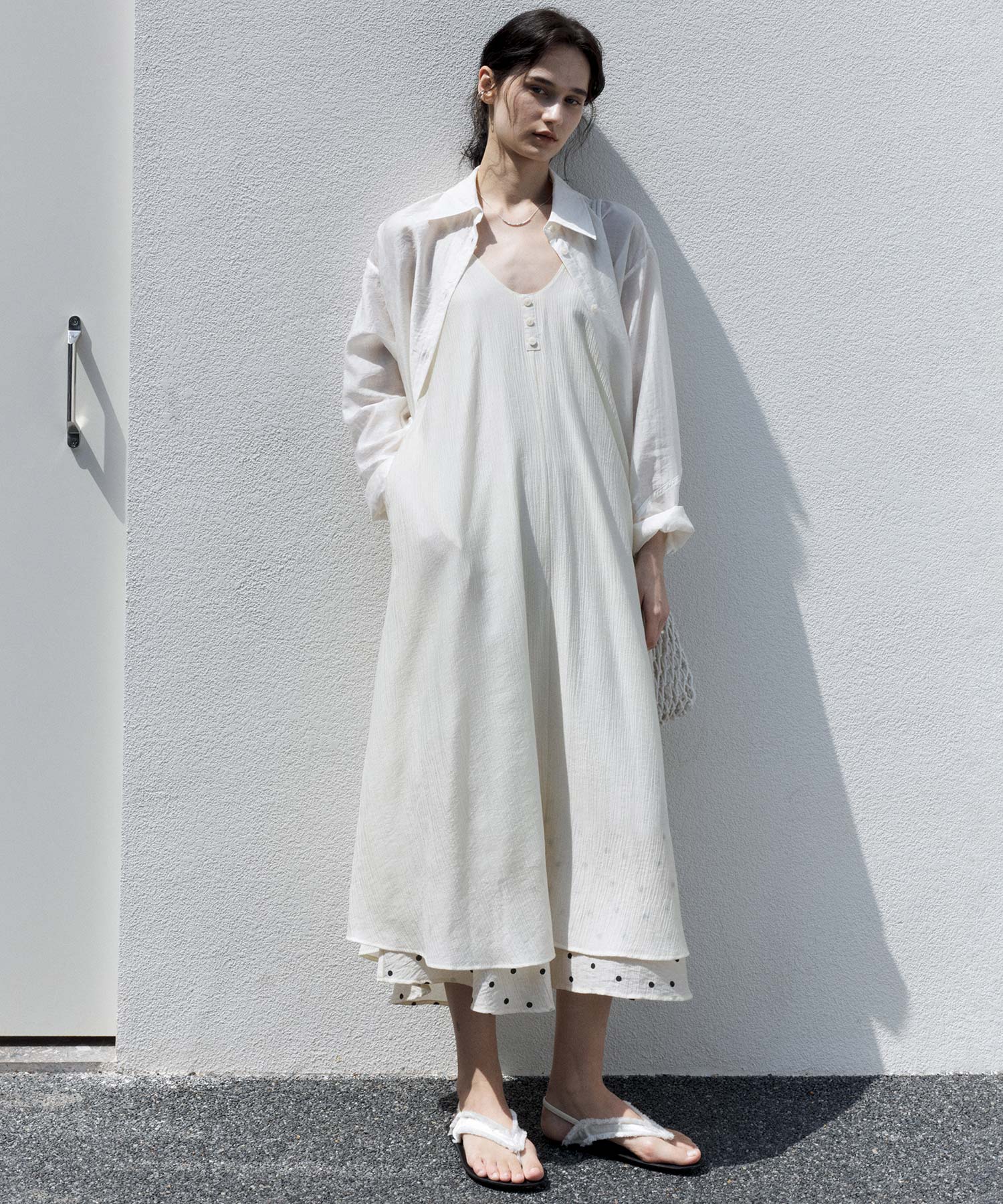 Sheer Cropped Shirt with Dropped Shoulders