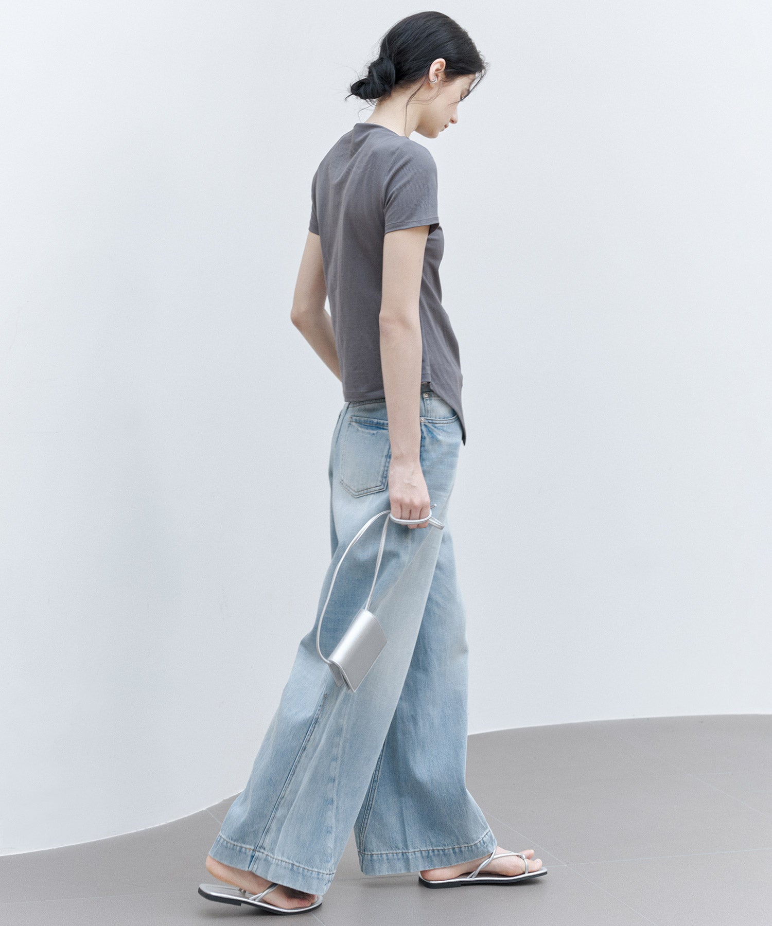 Asymmetric Slim Fit T-Shirt with Boat Neck – Deconstructed Style