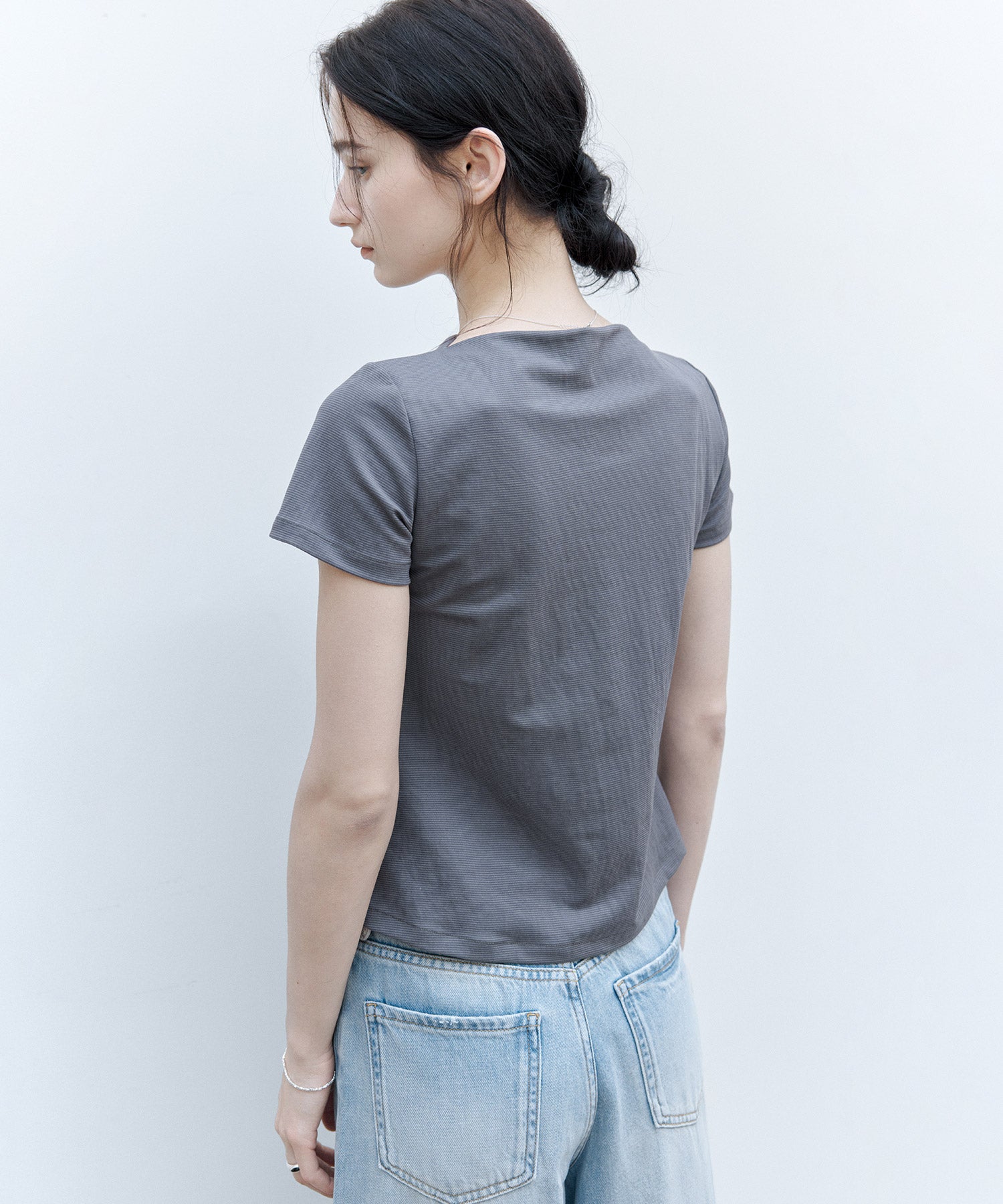 Asymmetric Slim Fit T-Shirt with Boat Neck – Deconstructed Style