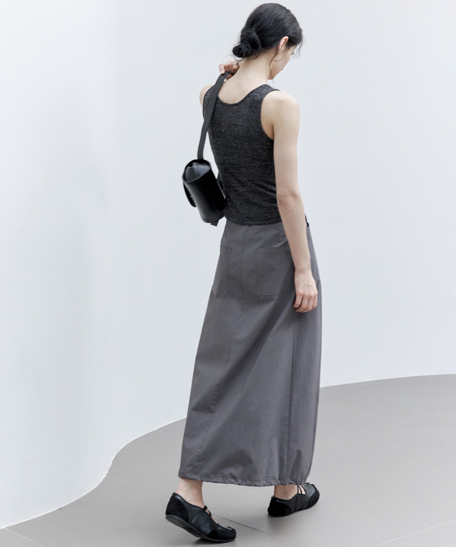 Asymmetric Hem Ruched Tank Top – Slim Fit & Deconstructed Design