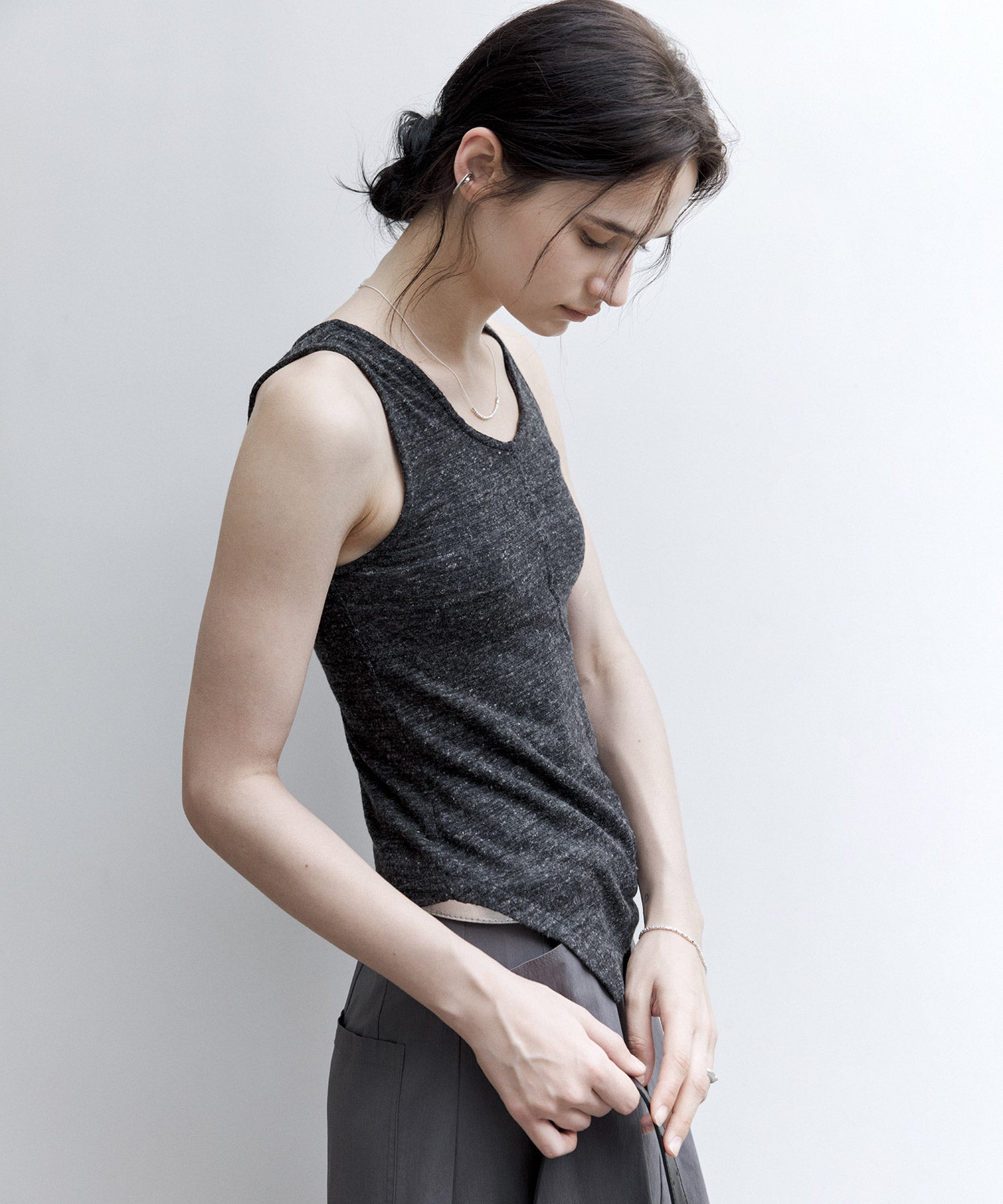 Asymmetric Hem Ruched Tank Top – Slim Fit & Deconstructed Design