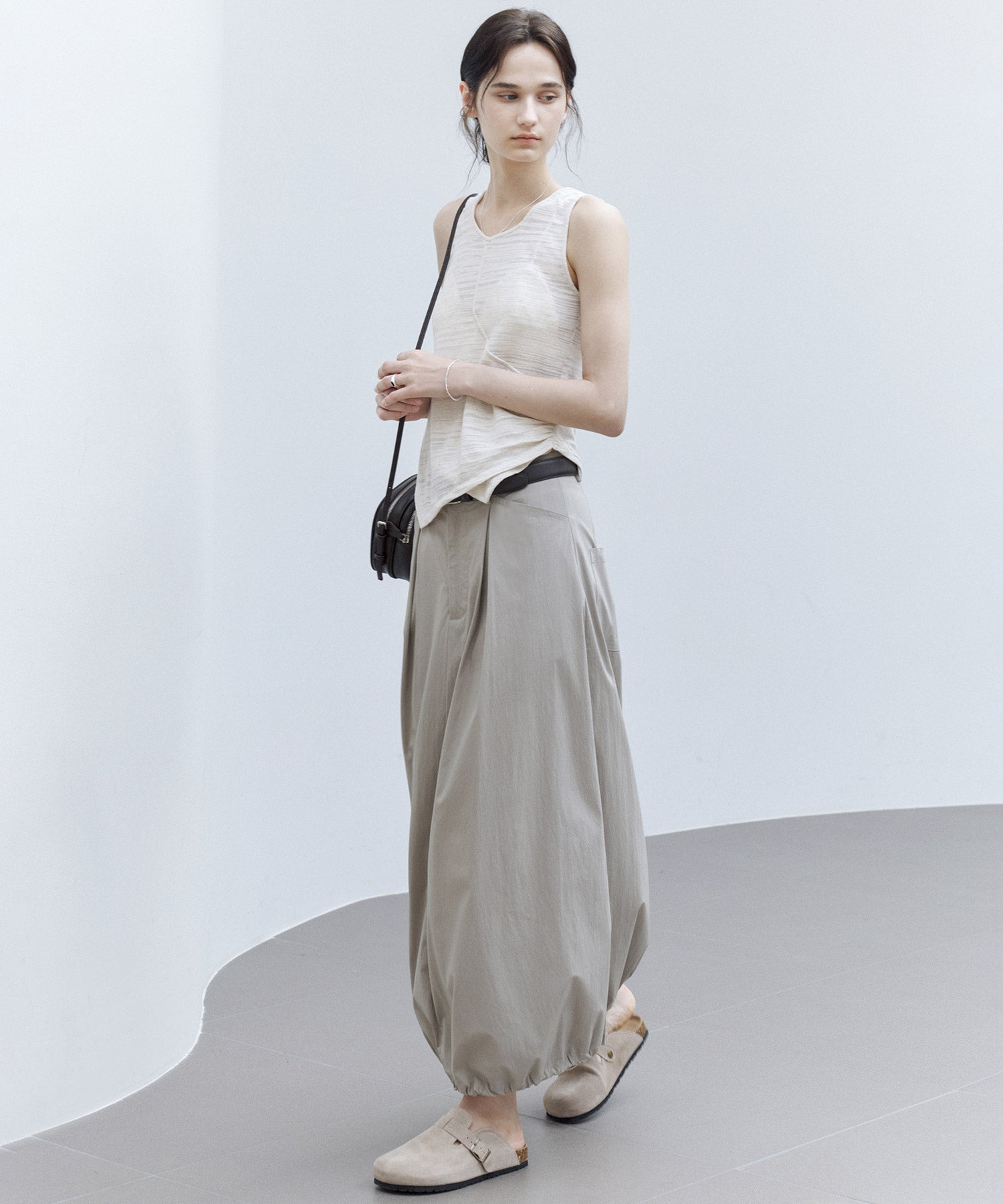 Asymmetric Hem Ruched Tank Top – Slim Fit & Deconstructed Design
