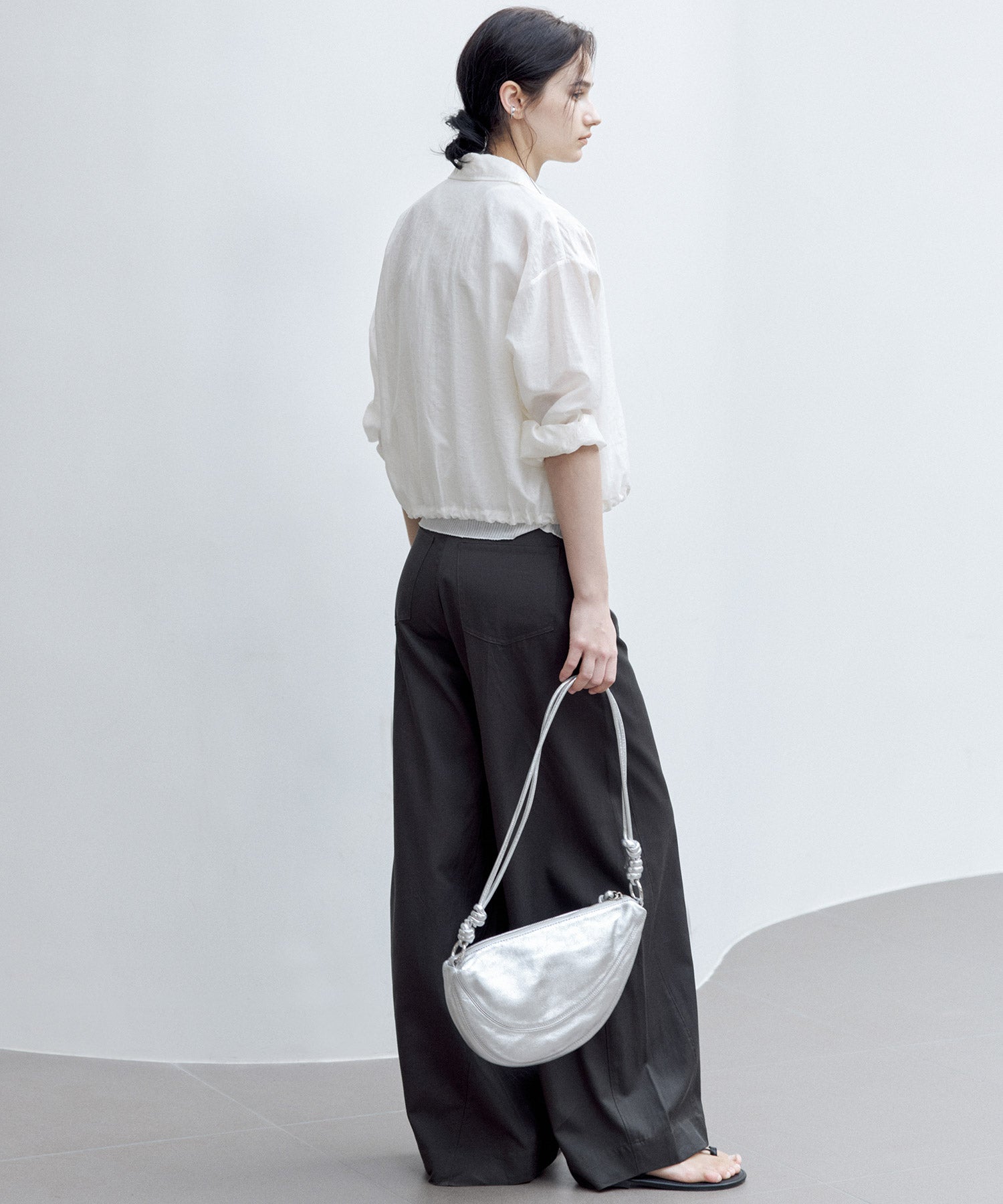 Sheer Cropped Shirt with Dropped Shoulders
