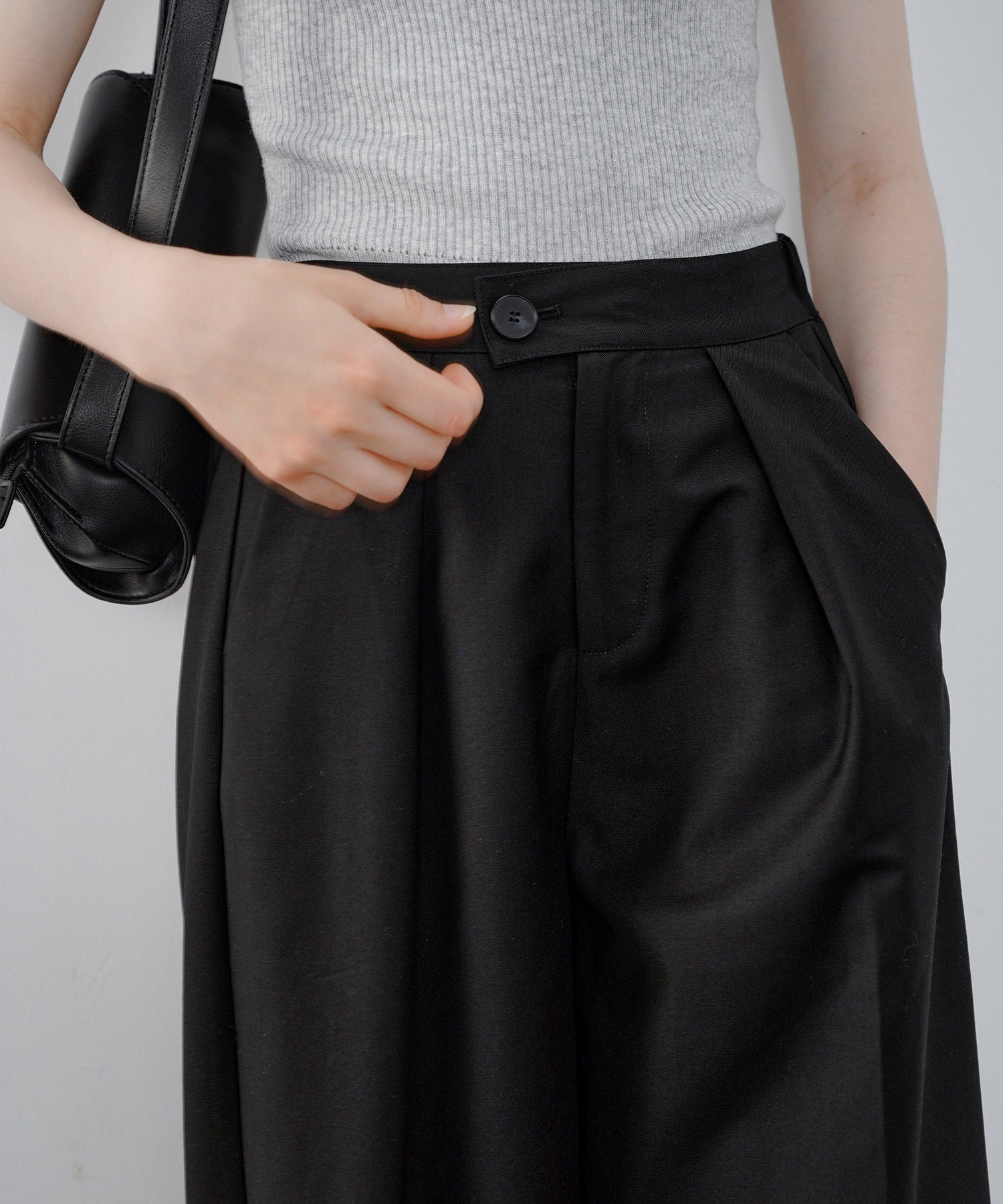 Hybrid Waist Detail Flowy Slacks