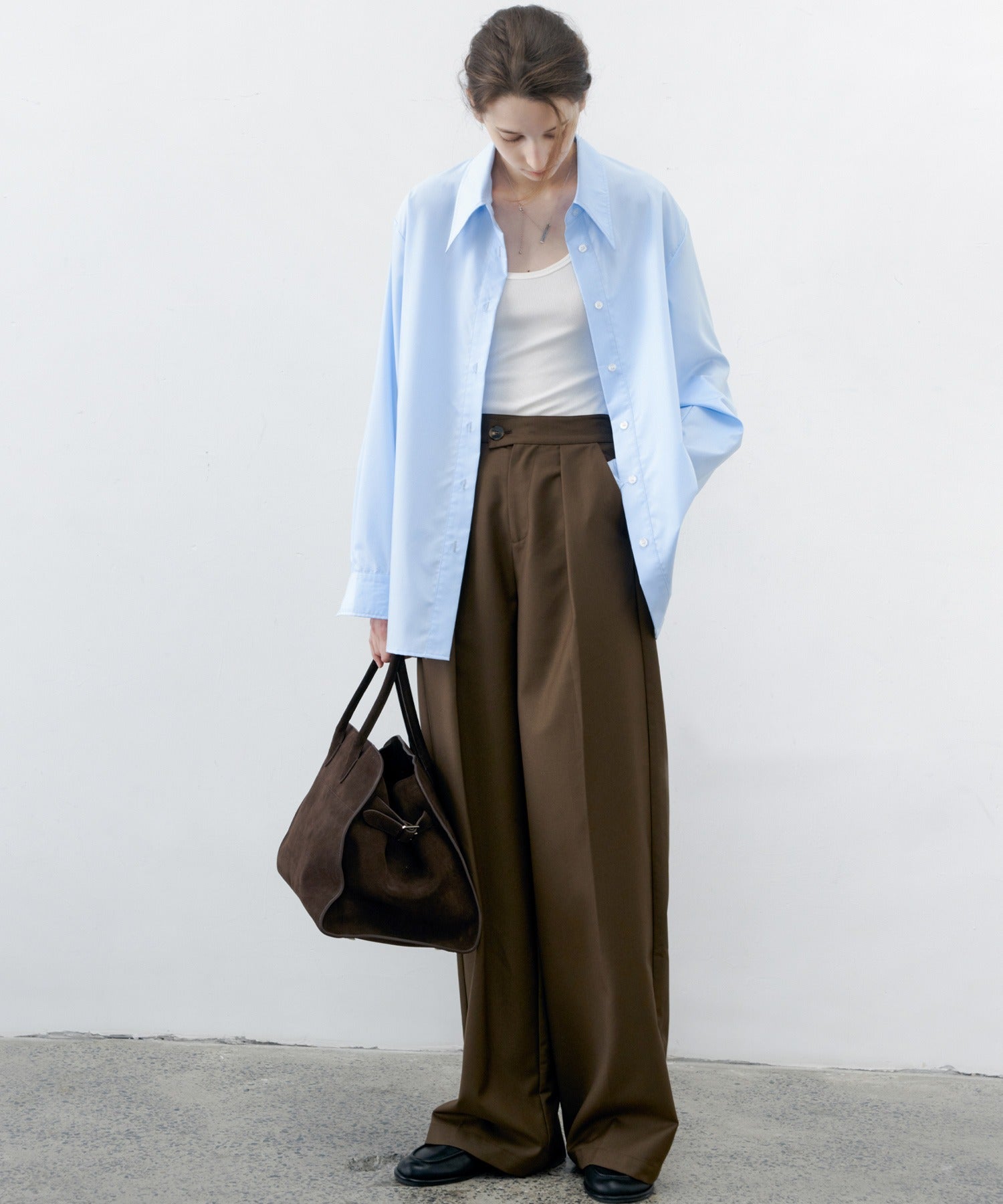 Hybrid Waist Detail Flowy Slacks