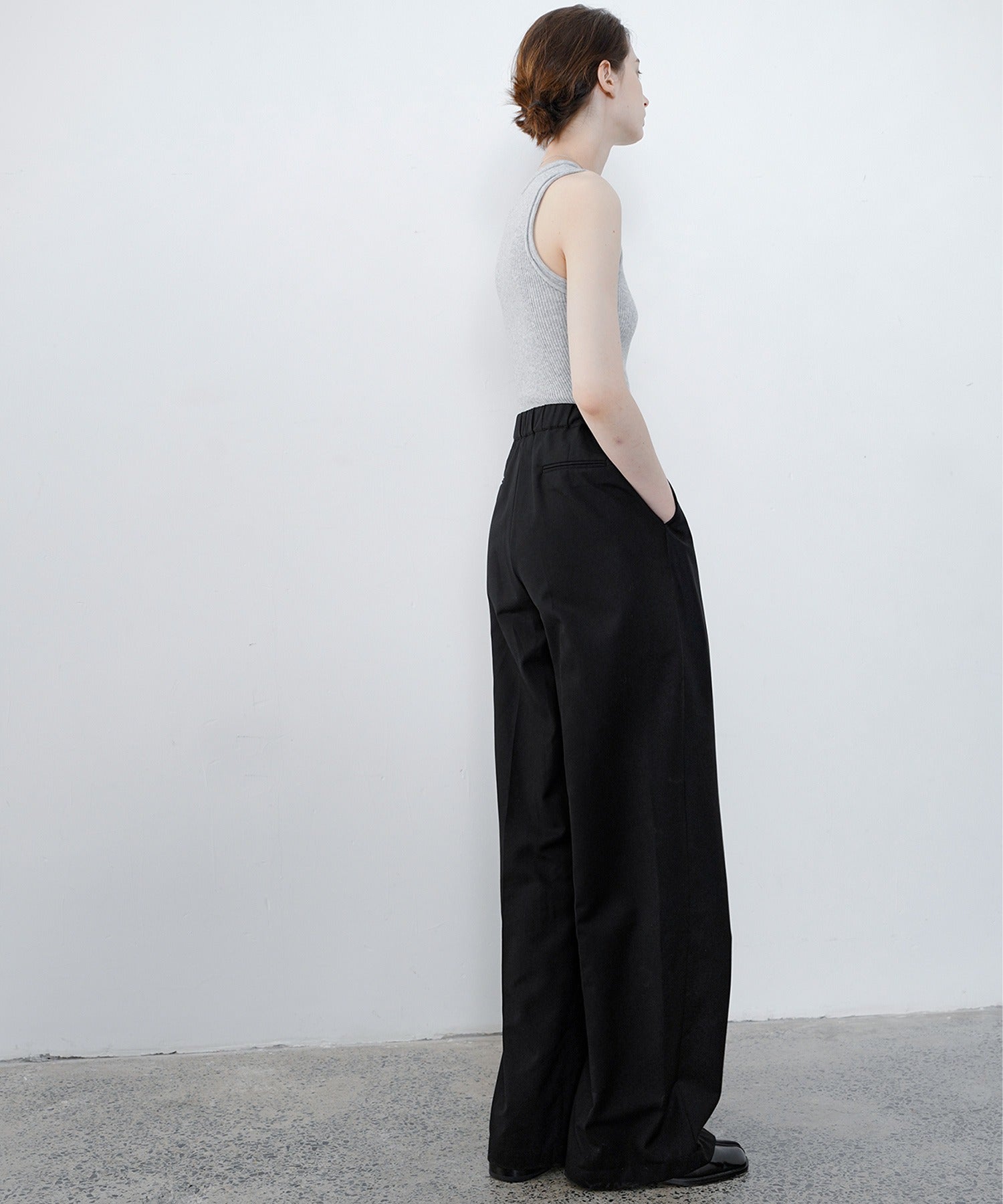 Hybrid Waist Detail Flowy Slacks