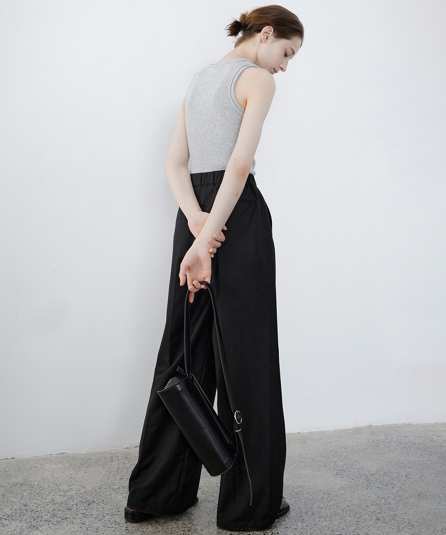 Hybrid Waist Detail Flowy Slacks