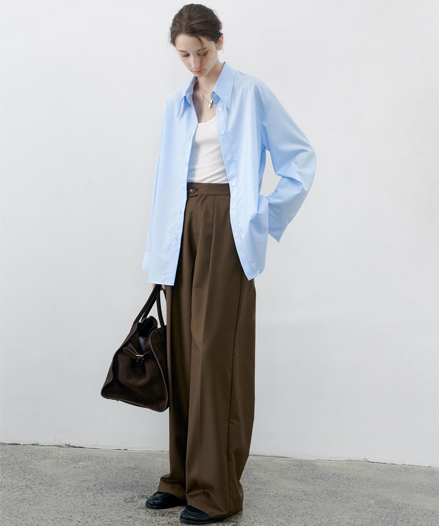 Hybrid Waist Detail Flowy Slacks