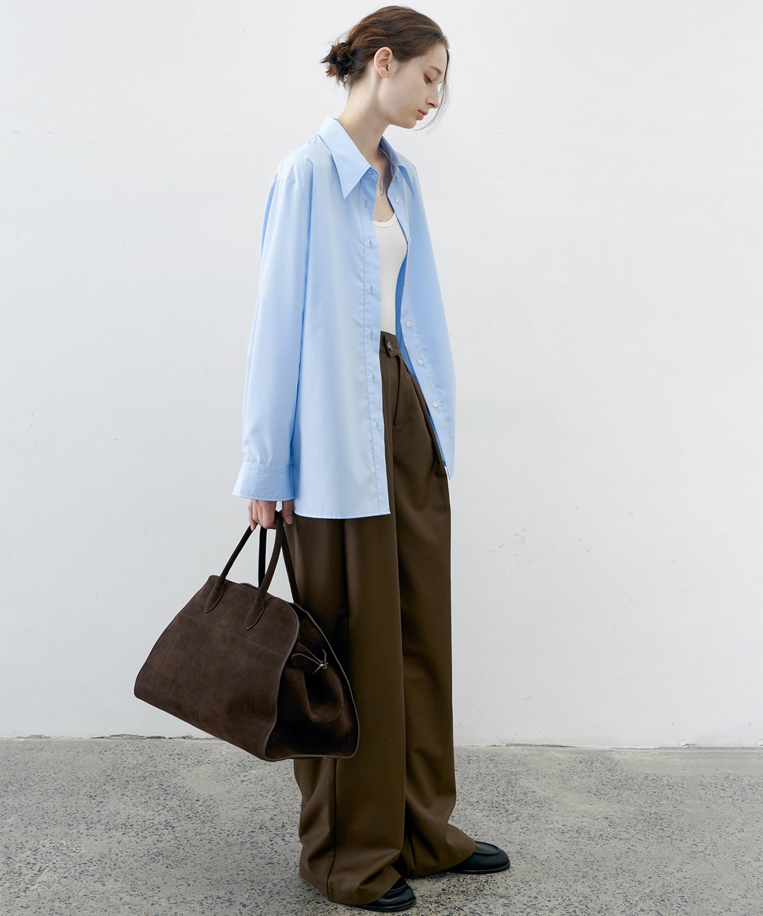 Hybrid Waist Detail Flowy Slacks