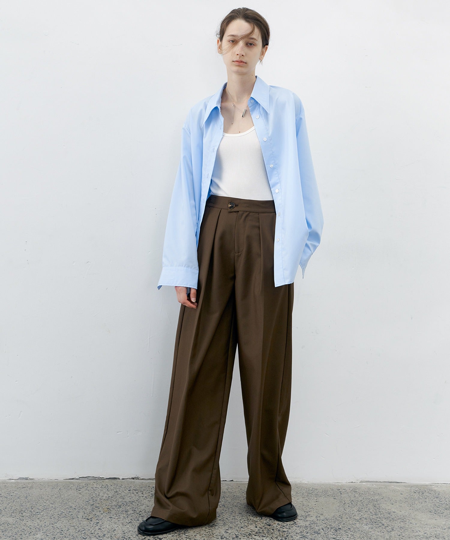 Hybrid Waist Detail Flowy Slacks