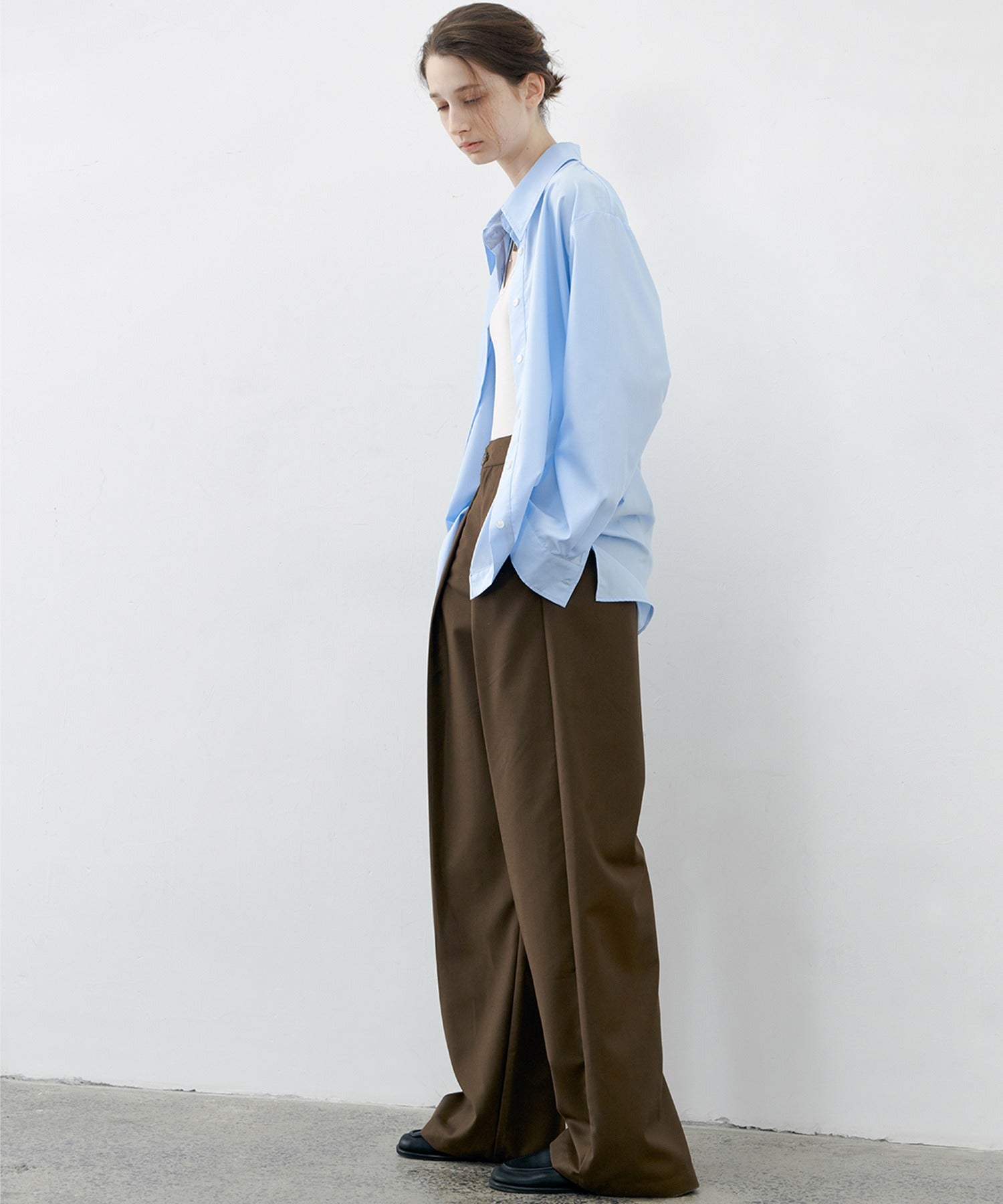 Hybrid Waist Detail Flowy Slacks