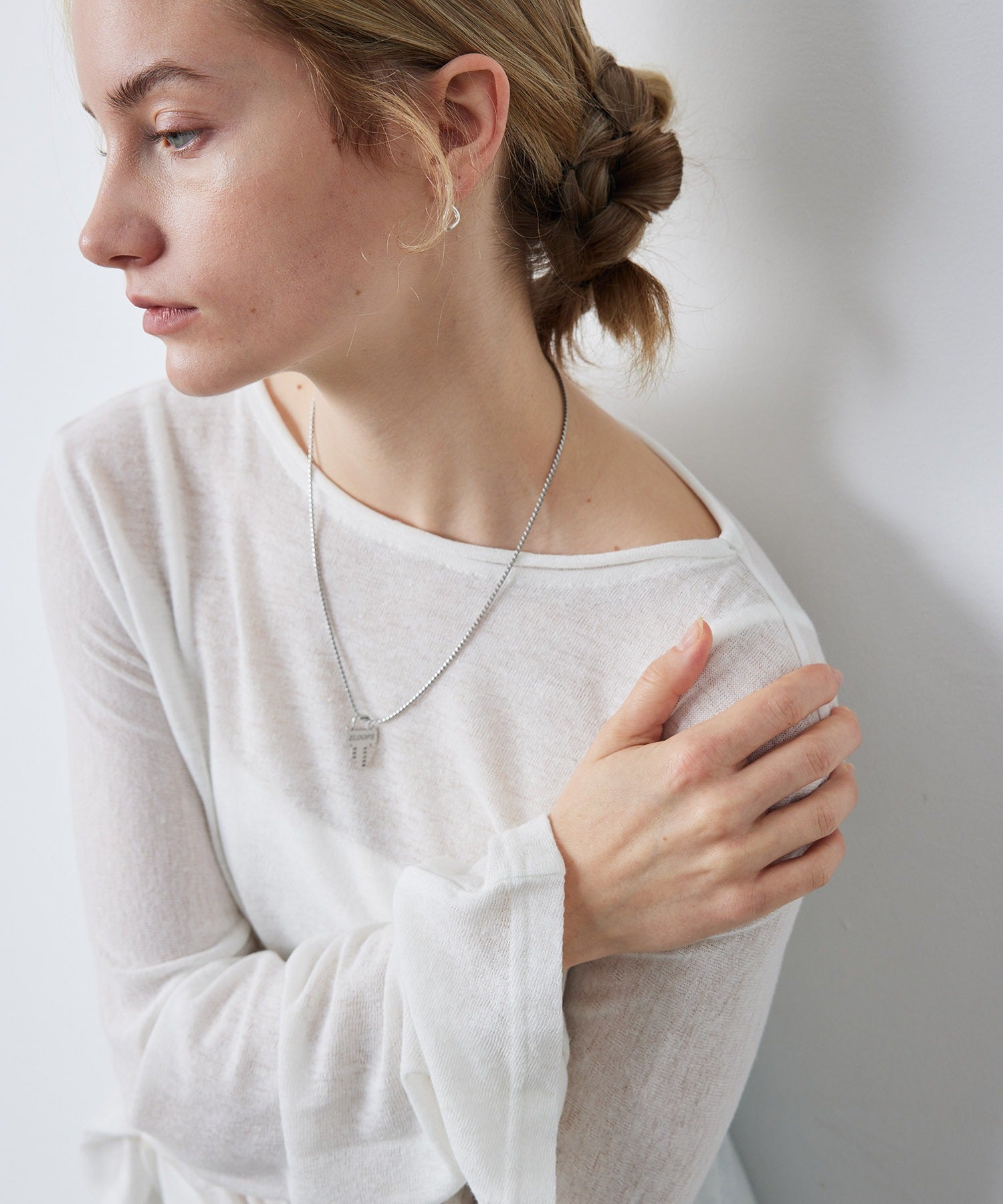Key-Shaped Charm Necklace with Eloops Logo on Snake Chain