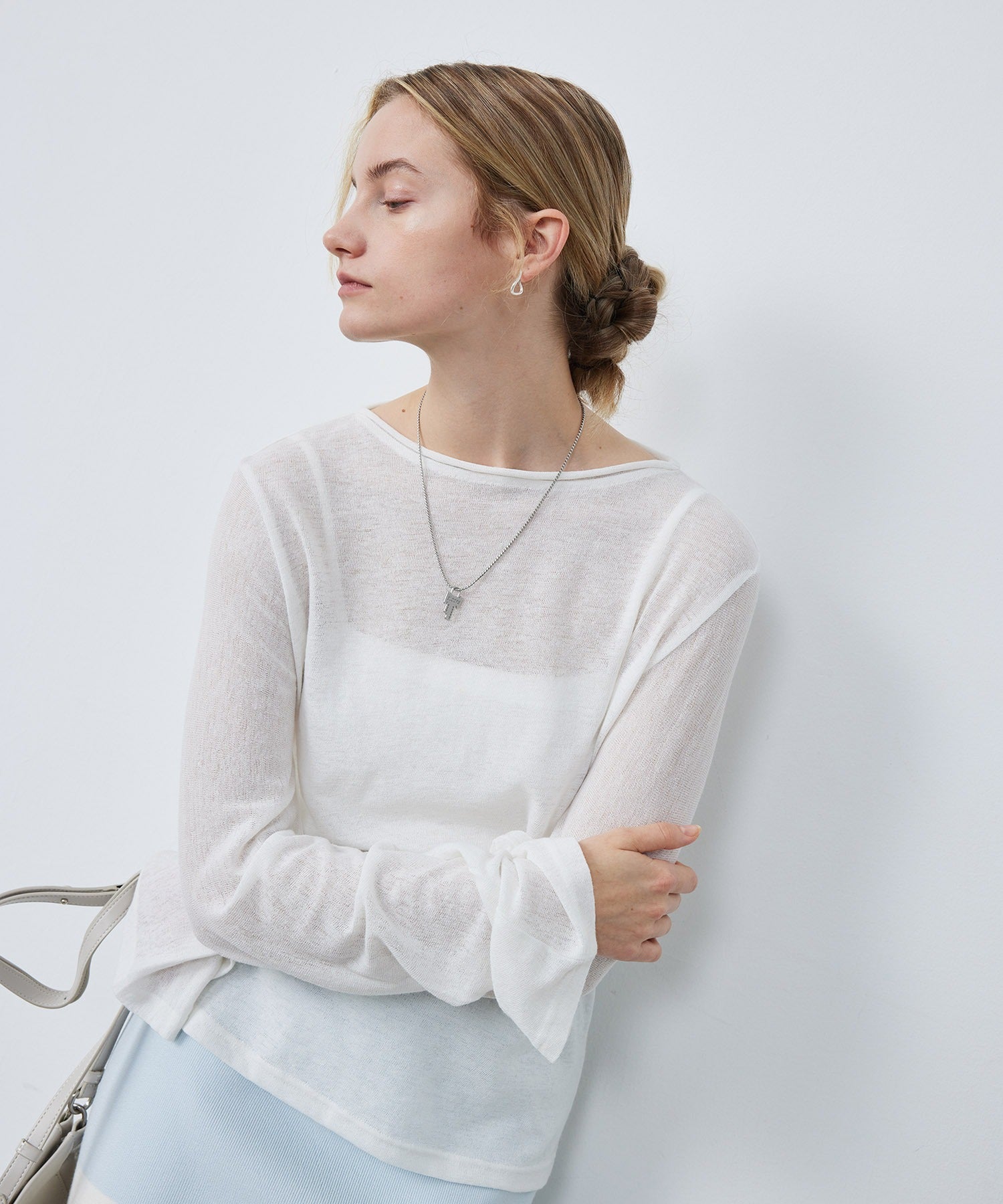 Key-Shaped Charm Necklace with Eloops Logo on Snake Chain