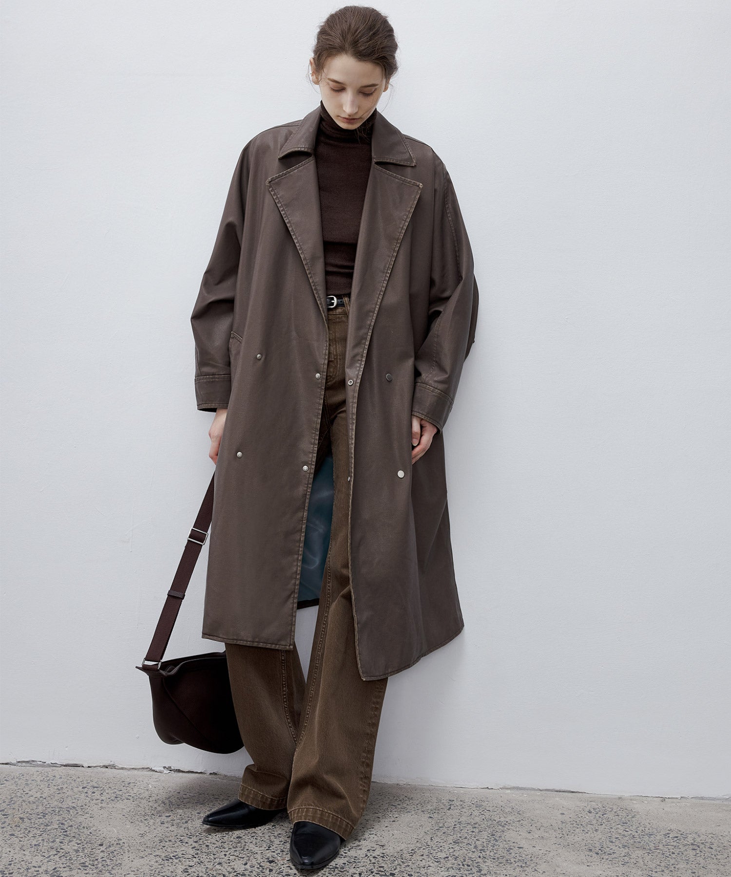 Oversized Silhouette Leather Long Coat