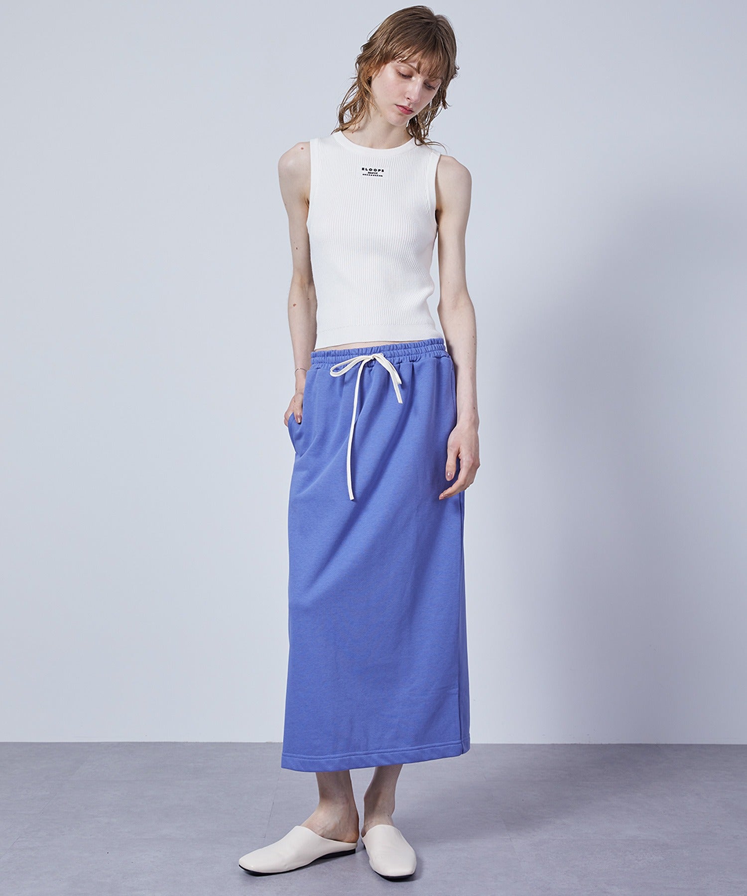 Slim Fit Back Slit Sweat Skirt