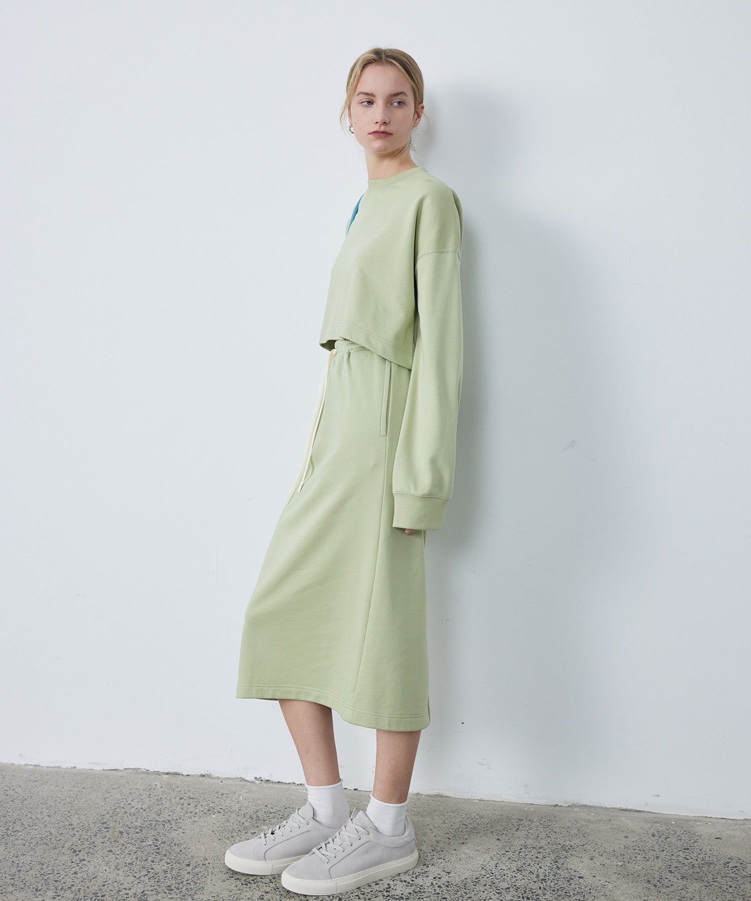 Slim Fit Back Slit Sweat Skirt