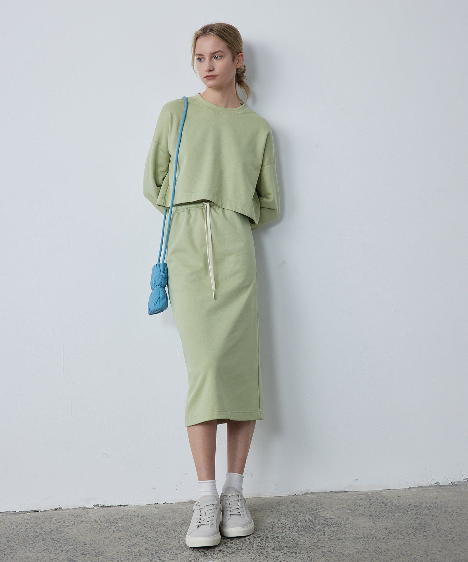 Slim Fit Back Slit Sweat Skirt