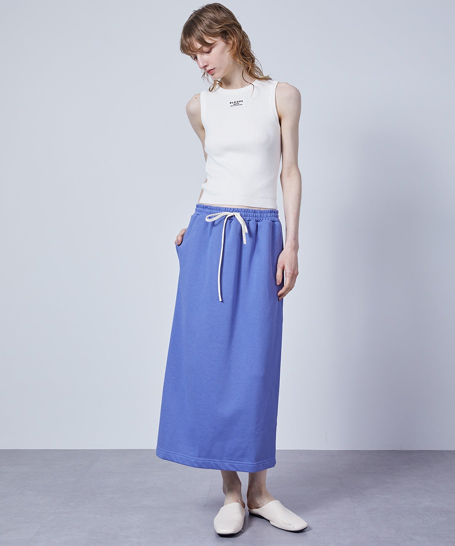 Slim Fit Back Slit Sweat Skirt