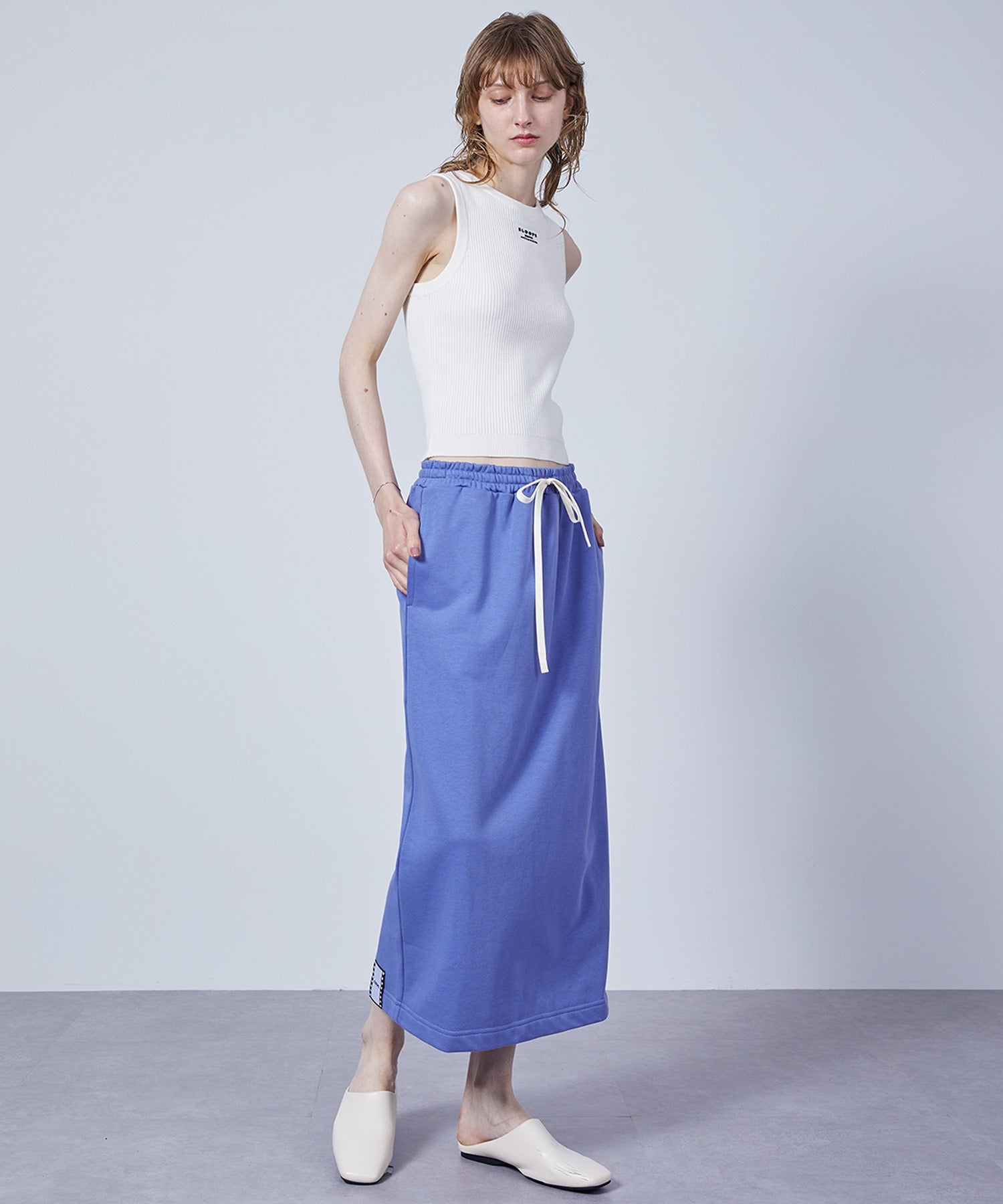 Slim Fit Back Slit Sweat Skirt