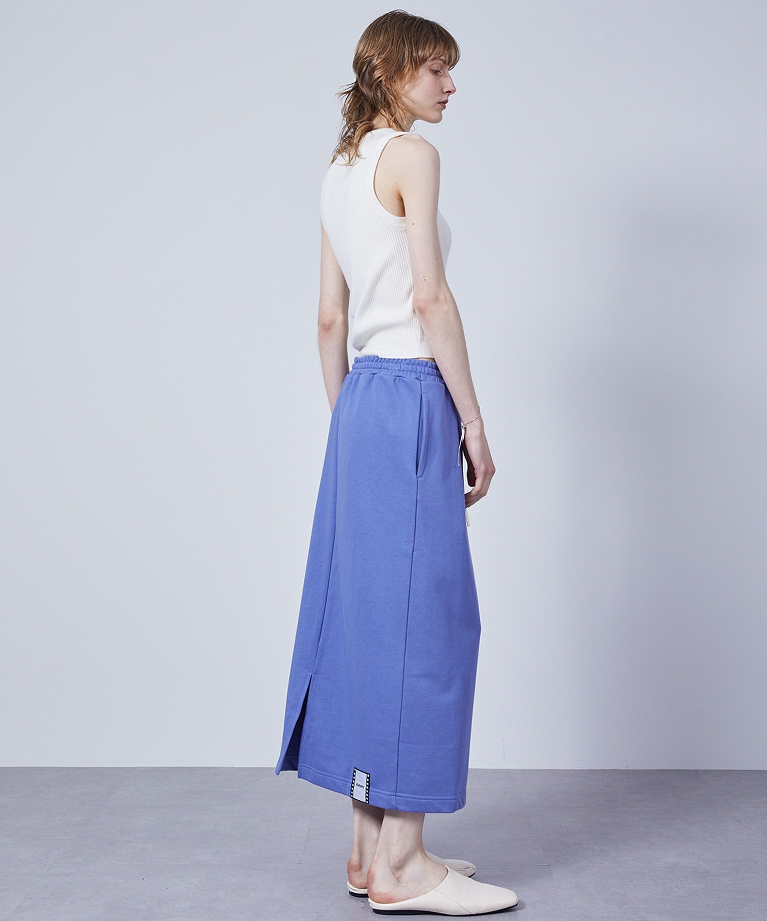 Slim Fit Back Slit Sweat Skirt