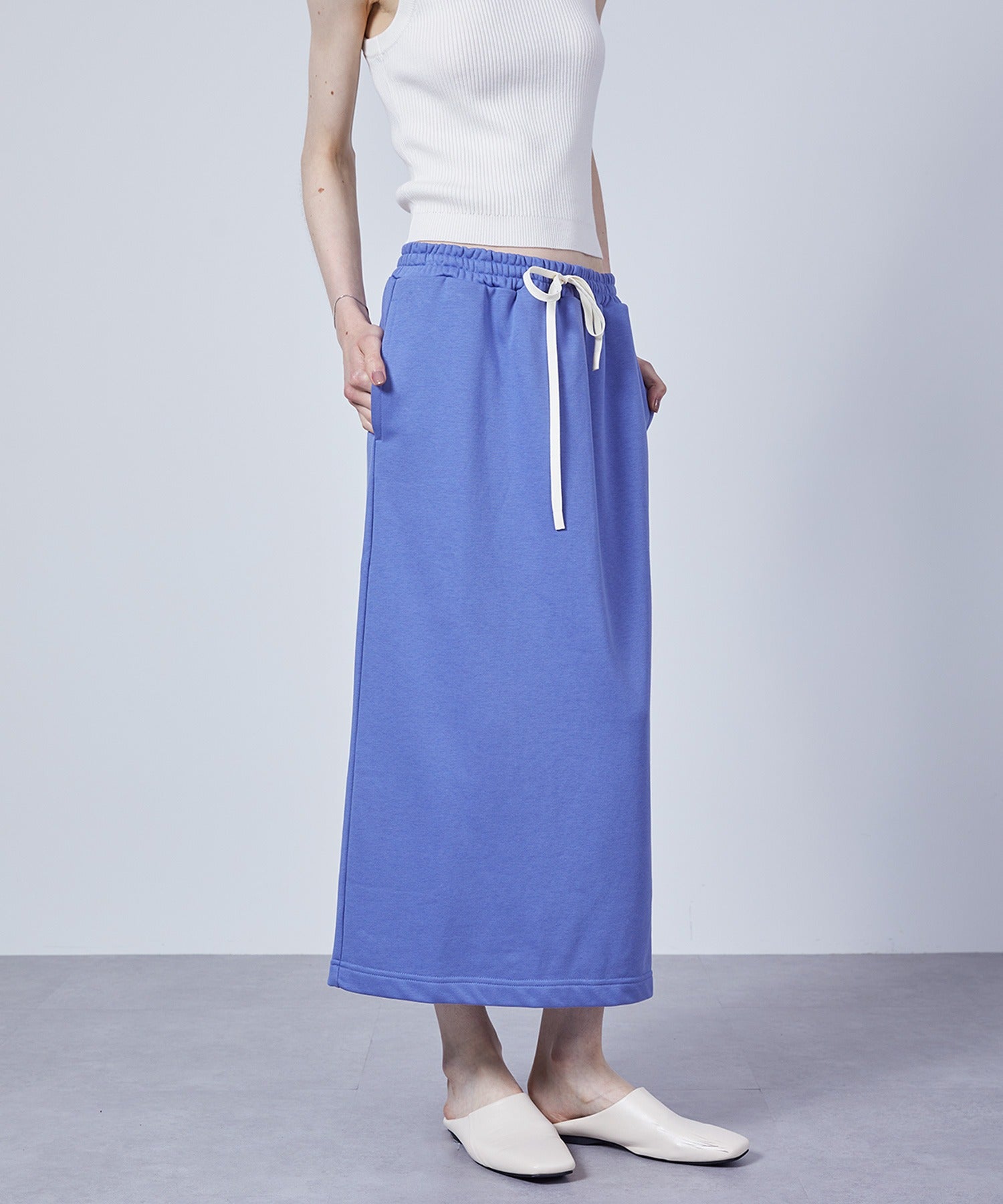 Slim Fit Back Slit Sweat Skirt