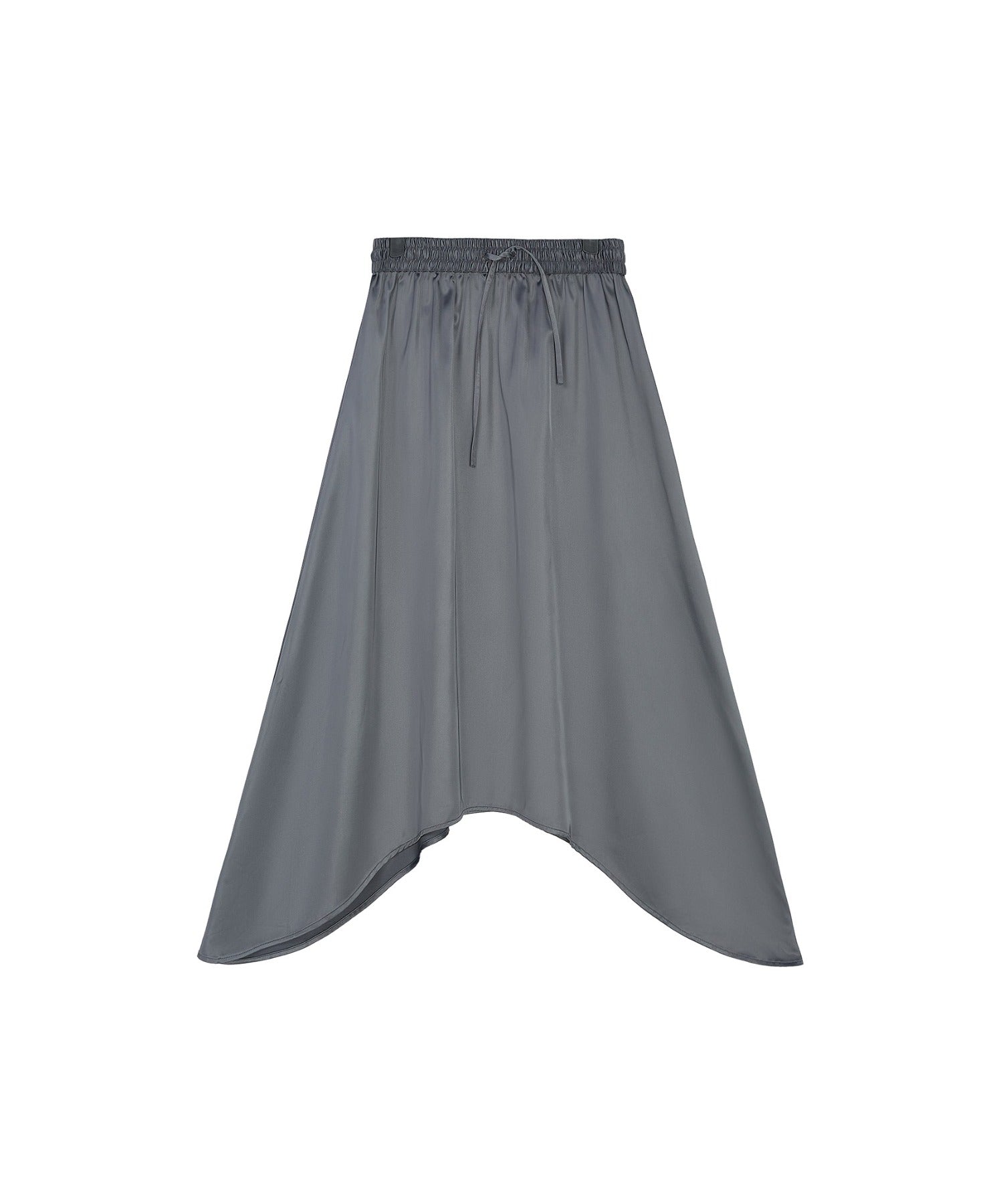 Satin Flare Skirt with Asymmetric Hemline