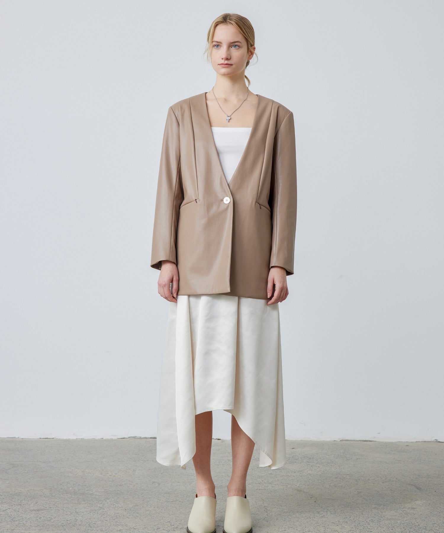 Satin Flare Skirt with Asymmetric Hemline