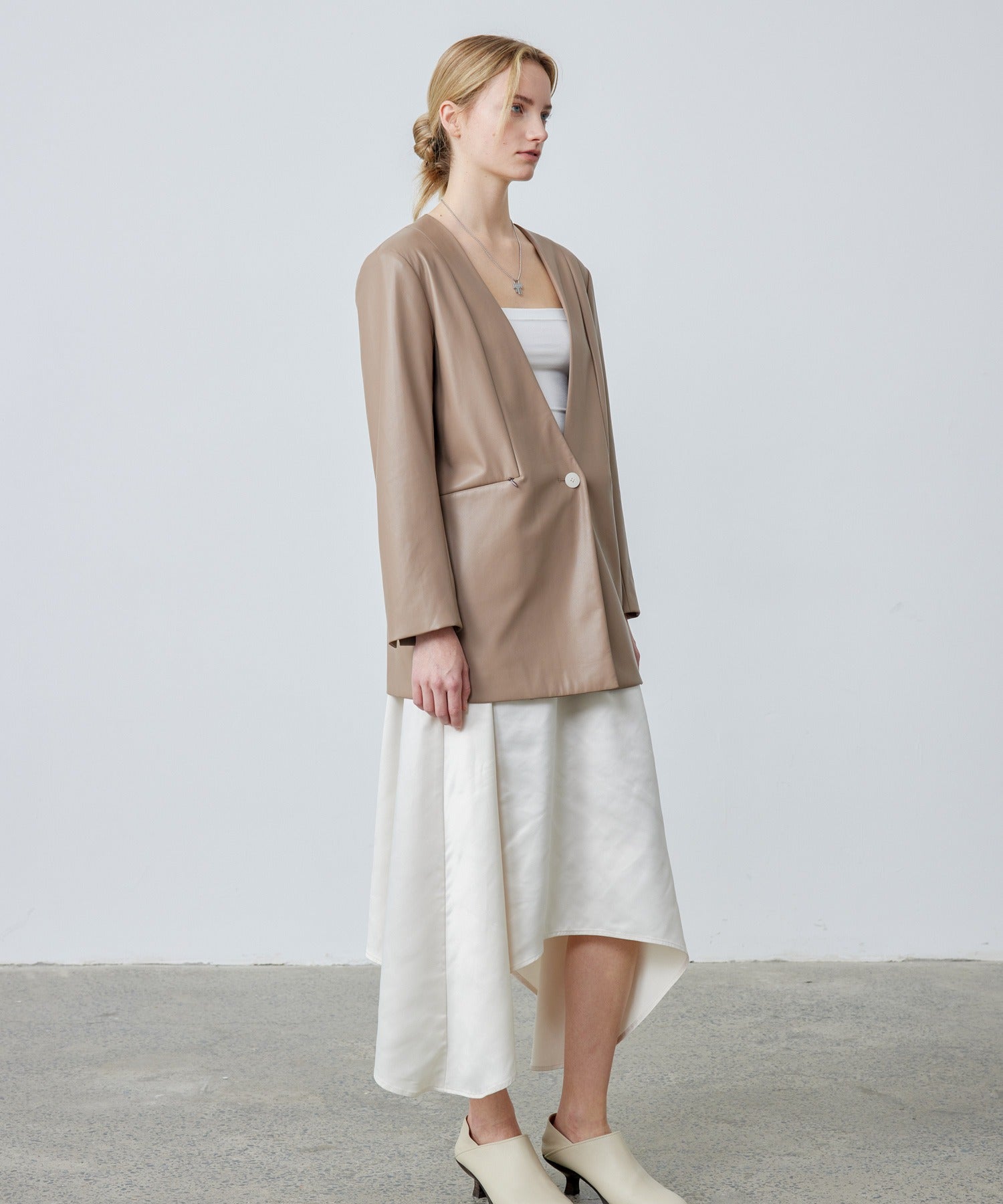 Satin Flare Skirt with Asymmetric Hemline