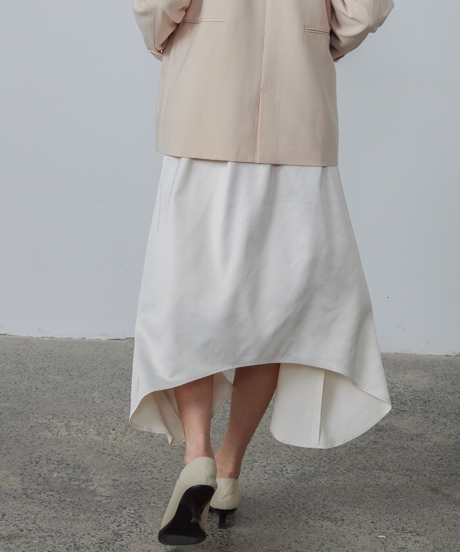 Satin Flare Skirt with Asymmetric Hemline