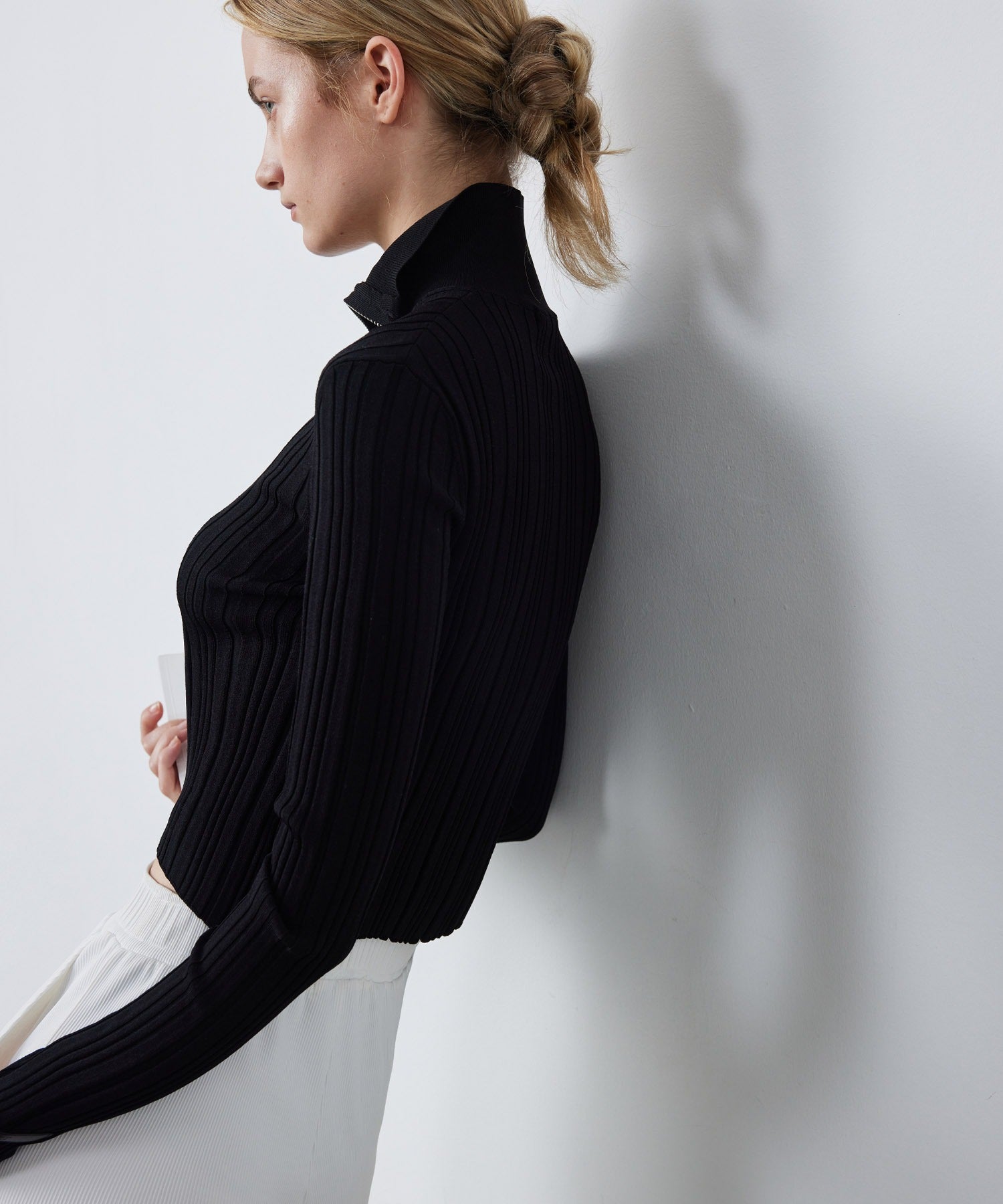 Half-Zip Ribbed Knit Pullover