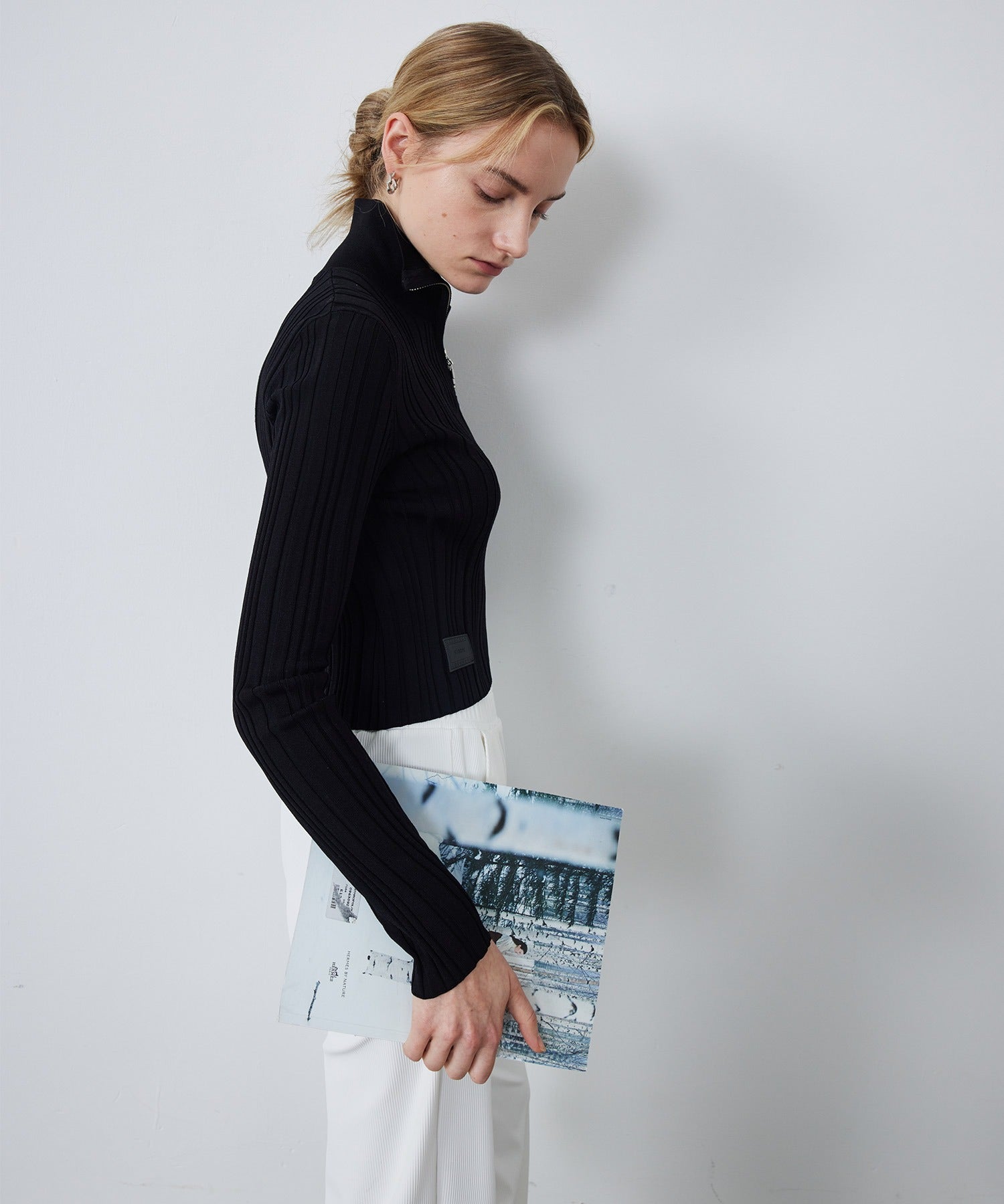 Half-Zip Ribbed Knit Pullover
