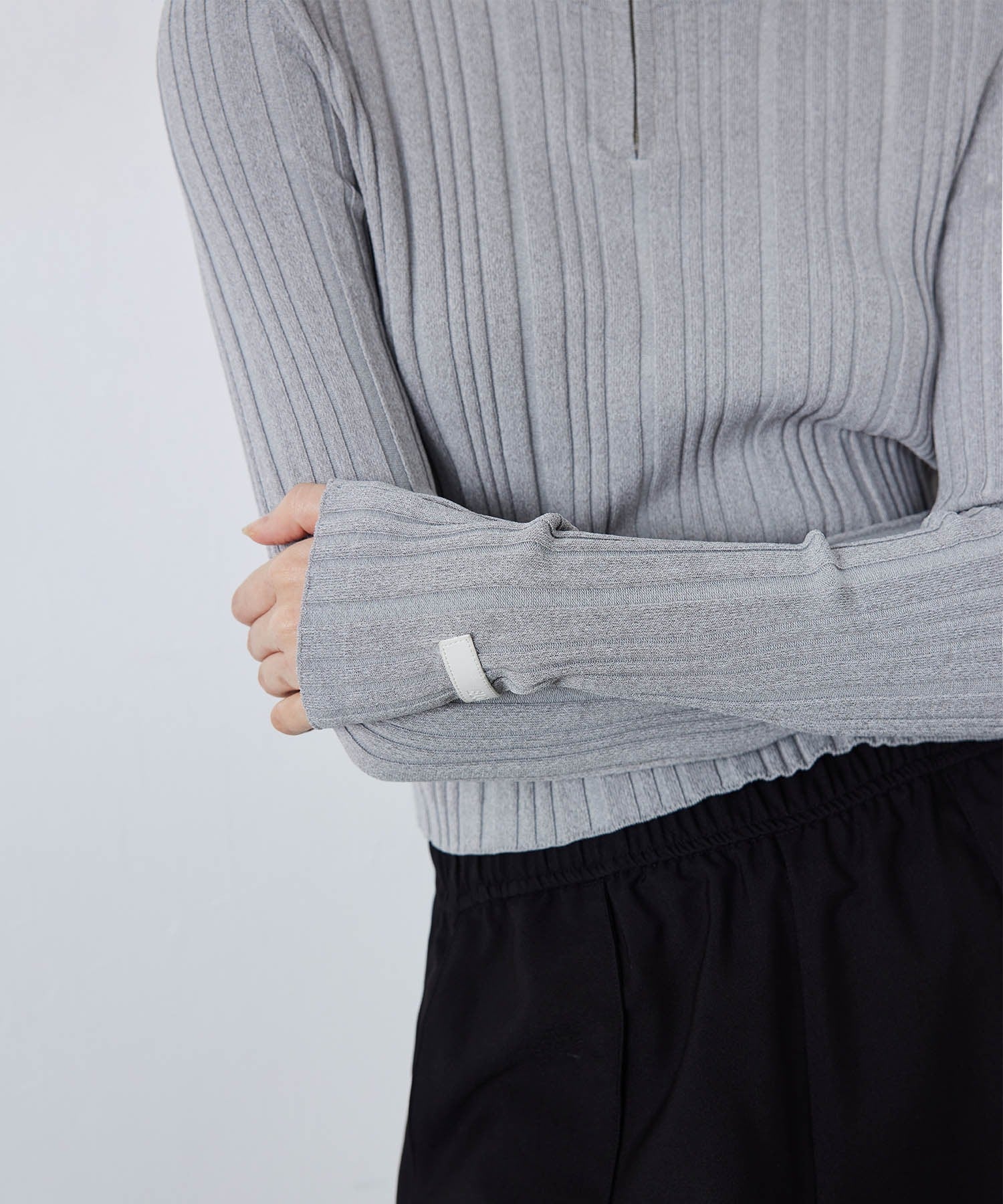 Half-Zip Ribbed Knit Pullover