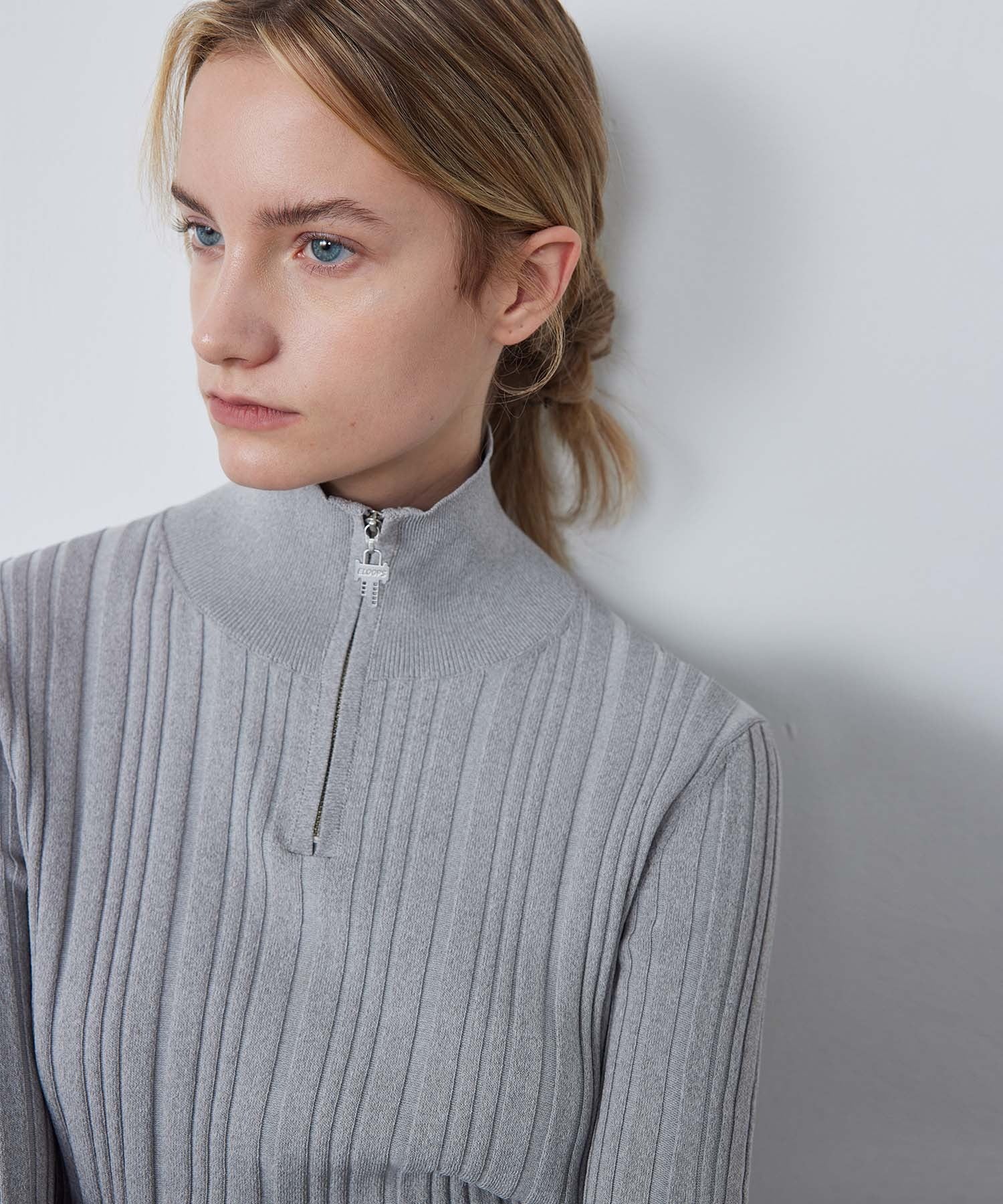 Half-Zip Ribbed Knit Pullover