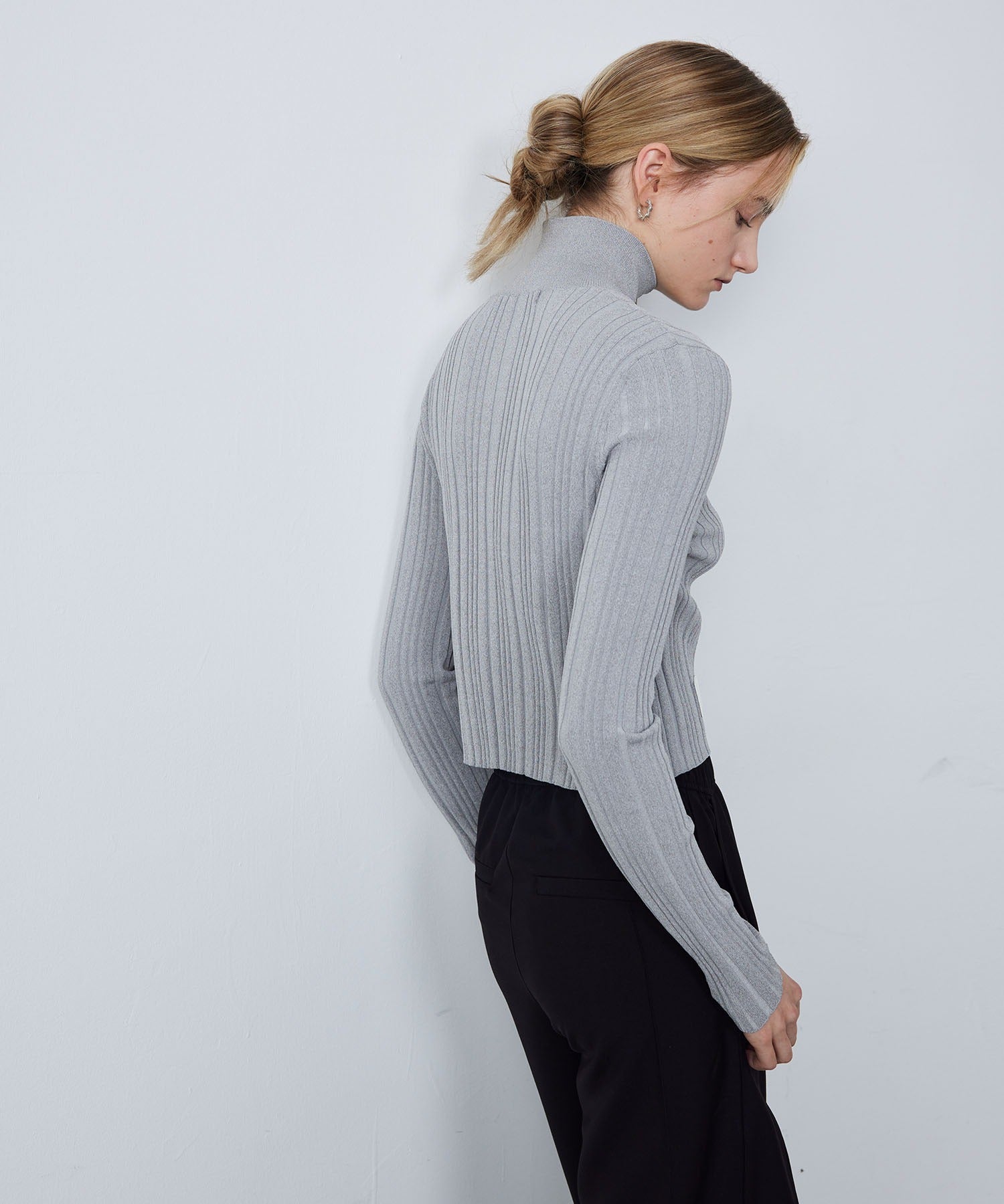 Half-Zip Ribbed Knit Pullover