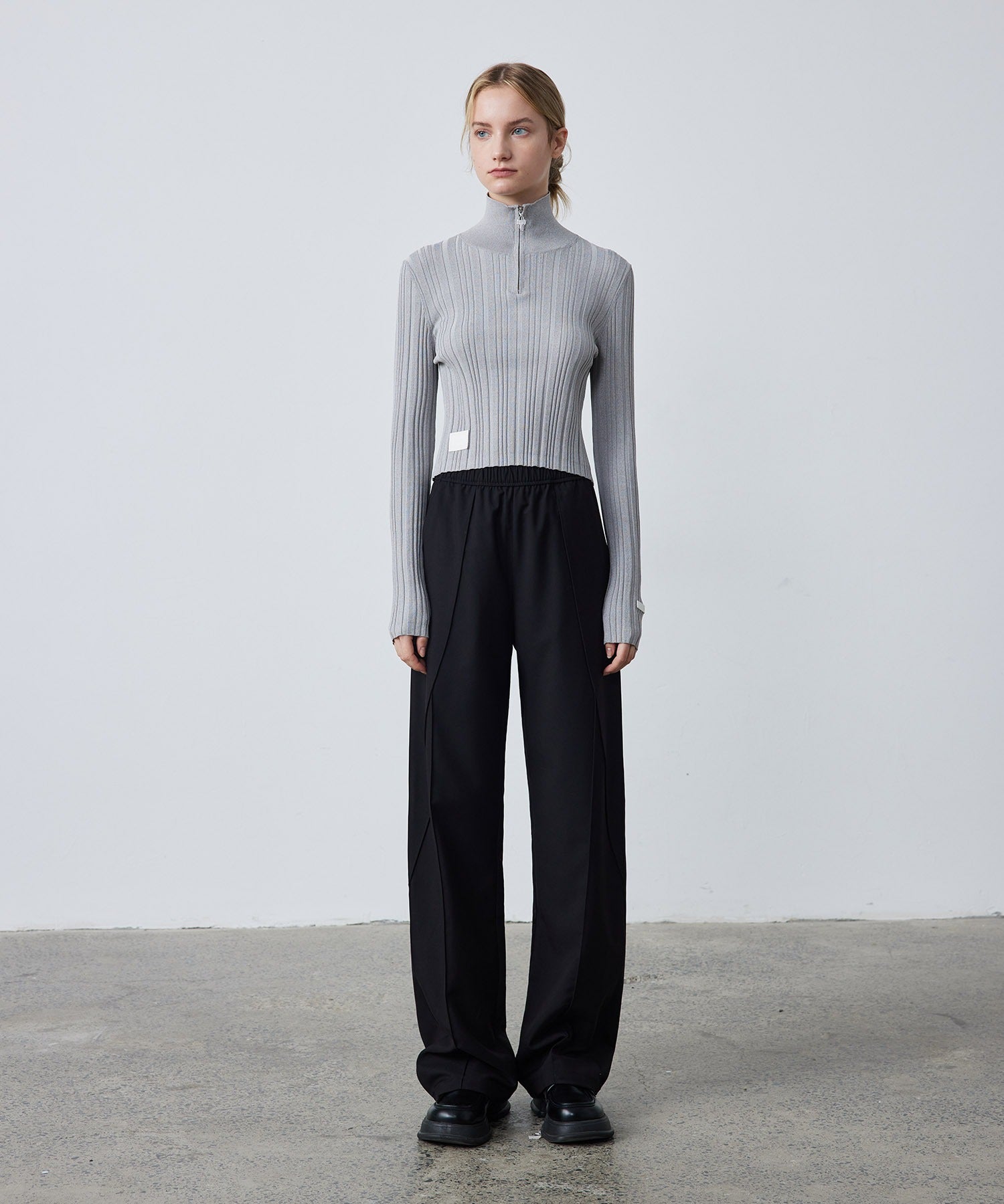 Half-Zip Ribbed Knit Pullover