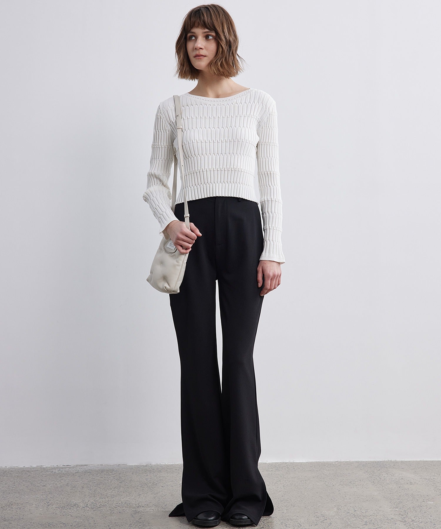 Side-Slit Narrow Flare Pants