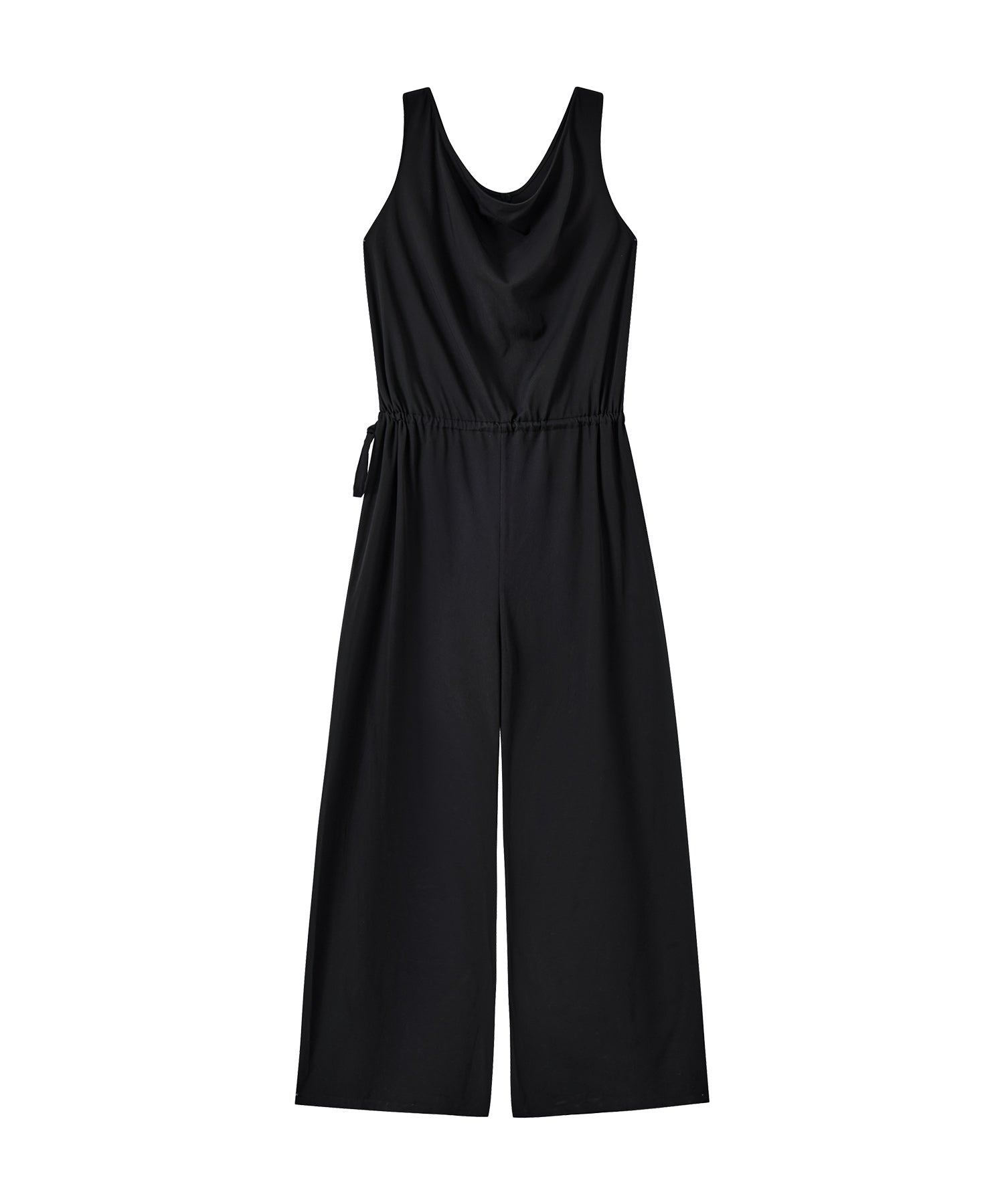 Sleeveless Wide-Leg Jumpsuit with Draped Neckline