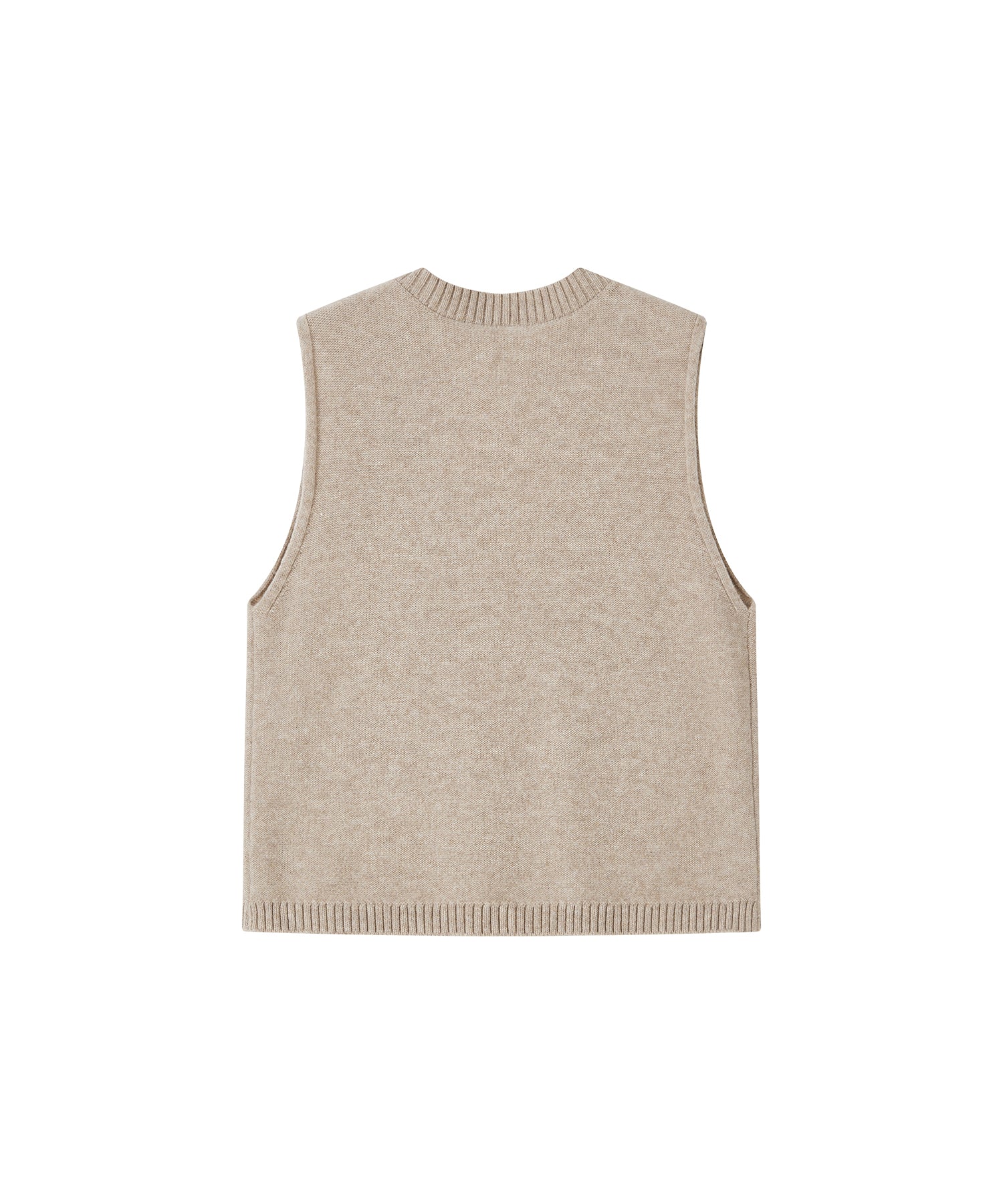 Deep V-Neck Wool Plain Knit Vest