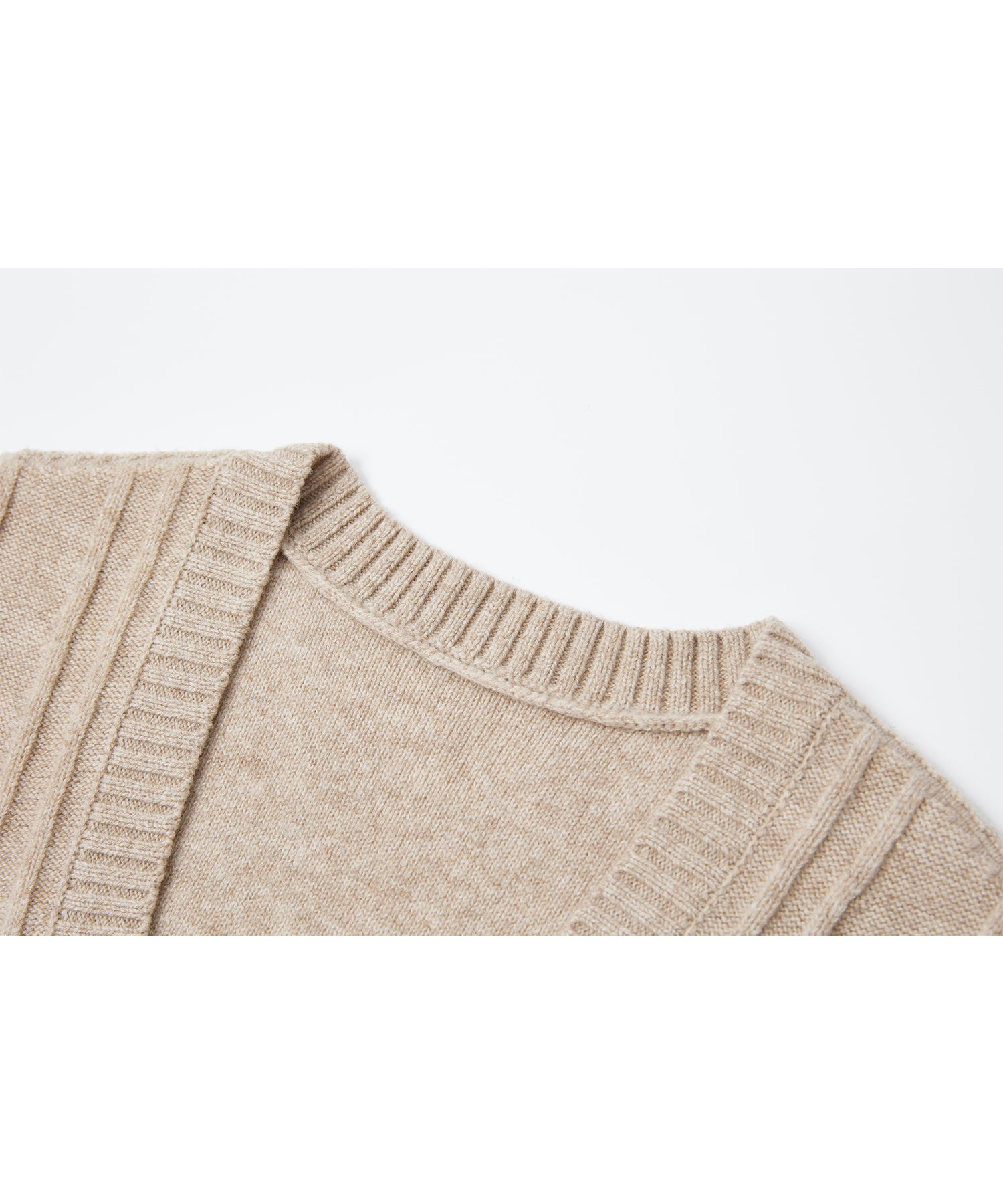 Deep V-Neck Wool Plain Knit Vest