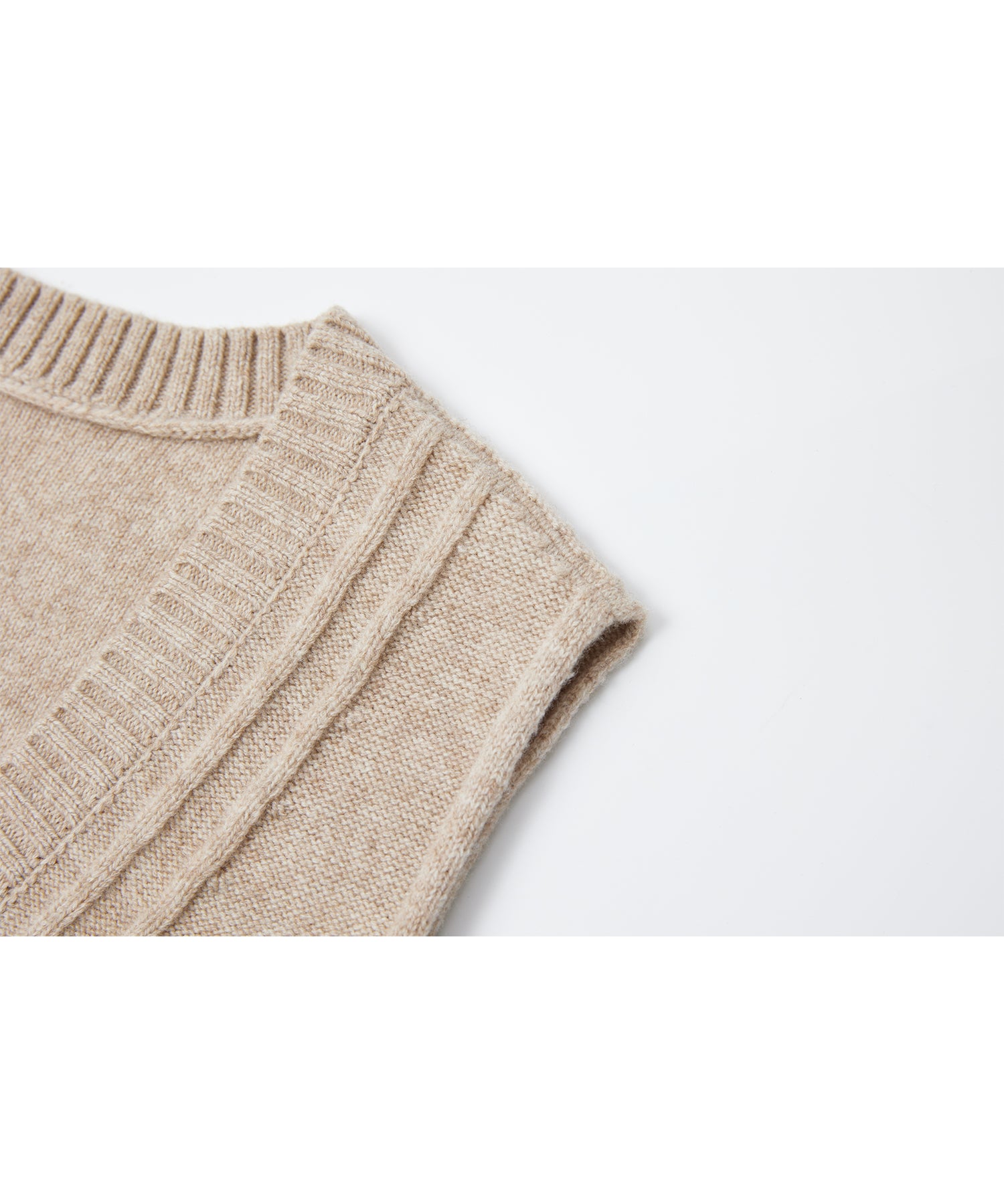 Deep V-Neck Wool Plain Knit Vest